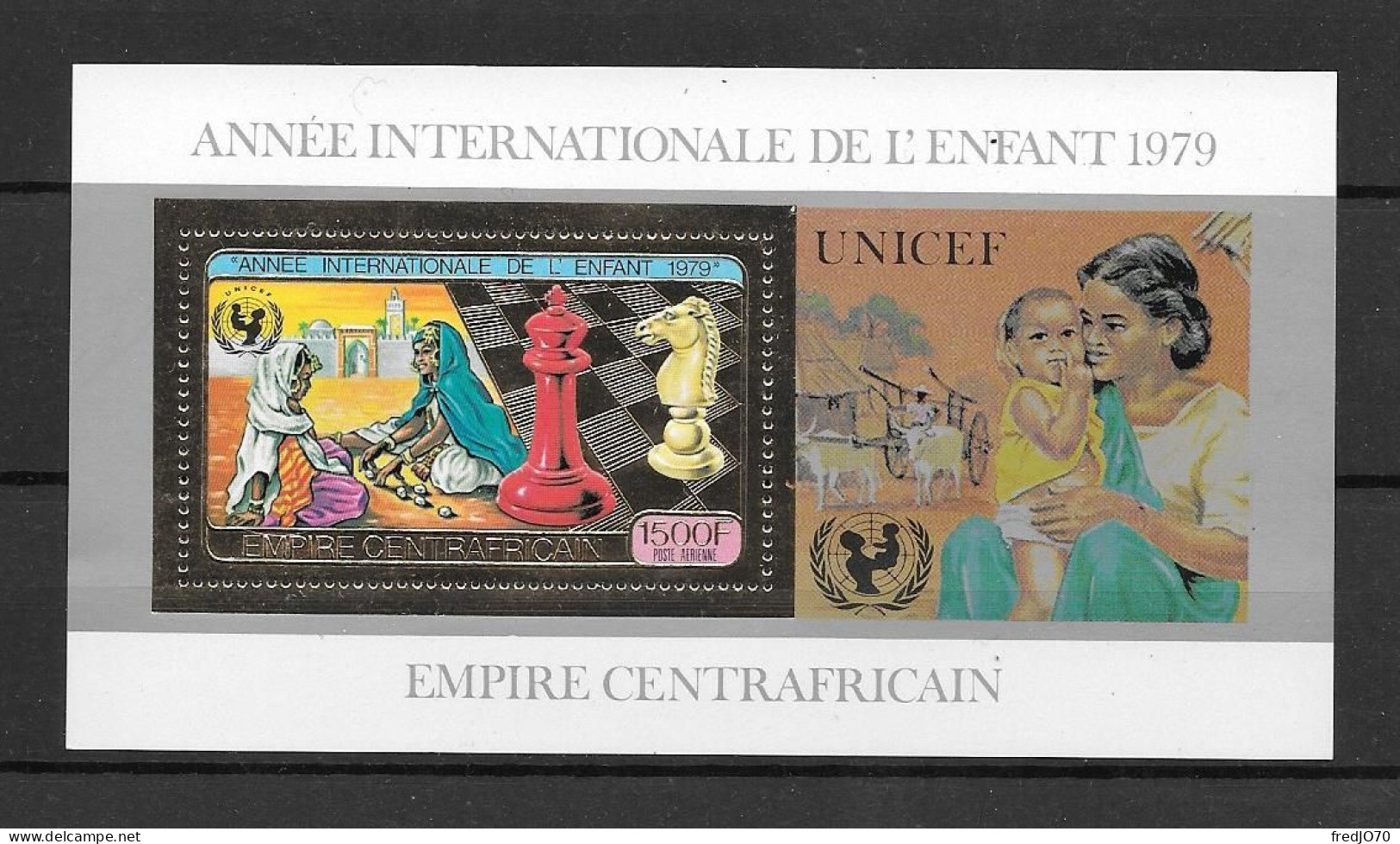 Centrafrique Central Africa Bloc Or Gold Echecs UNICEF ** - Scacchi
