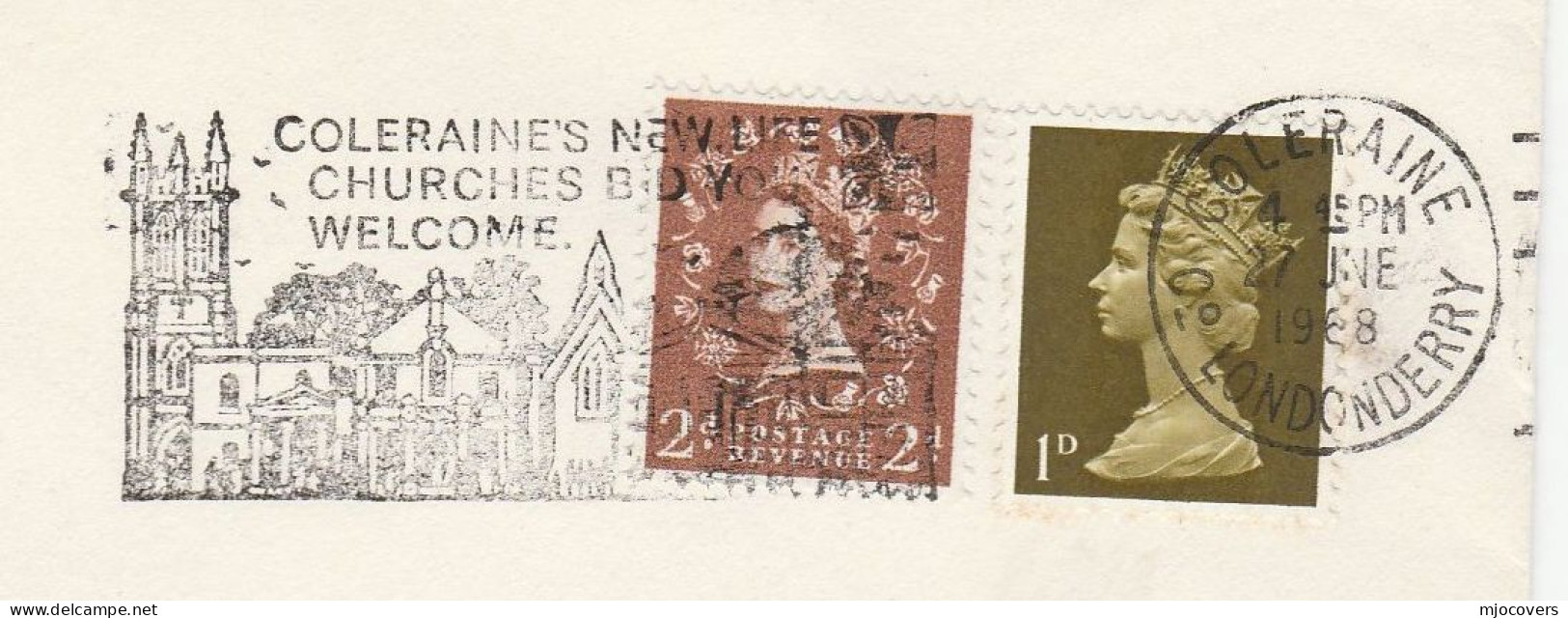 CHURCH Cover 1968 COLERAINE's NEW LIFE CHURCHES Slogan Illus Church Coleraine Gb Stamps Christianity - Covers & Documents