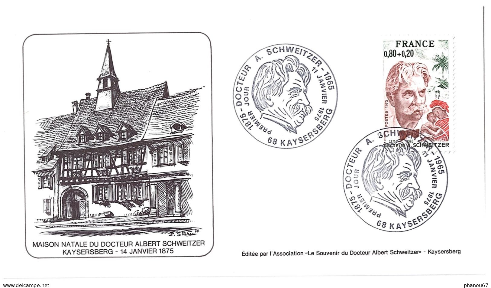 FRANCE -Docteur Albert SCHWEITZER - Maison Natale à Kaysersberg     Enveloppe - 1970-1979