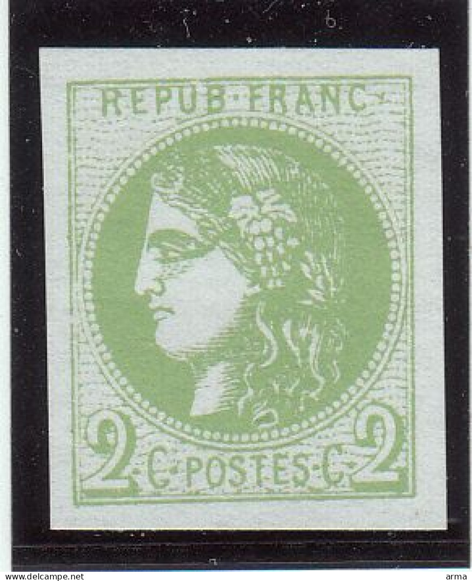 Essai 2c Cérès 3ème République  Vert Clair  Sans Gomme - 1871-1875 Cérès