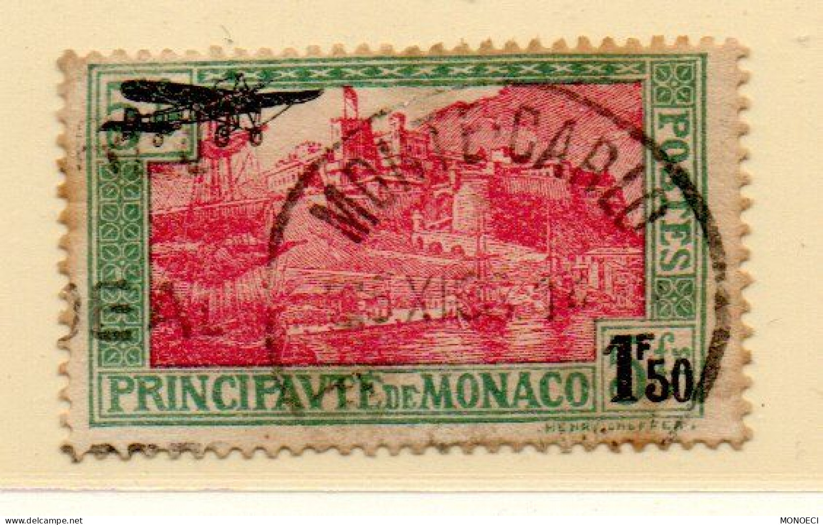 MONACO -- MONTE CARLO -- Posta Aérienne -- Timbre Poste De 1925 Surchargé -- 5 F. Surchargé 1 F. 50 - Posta Aerea