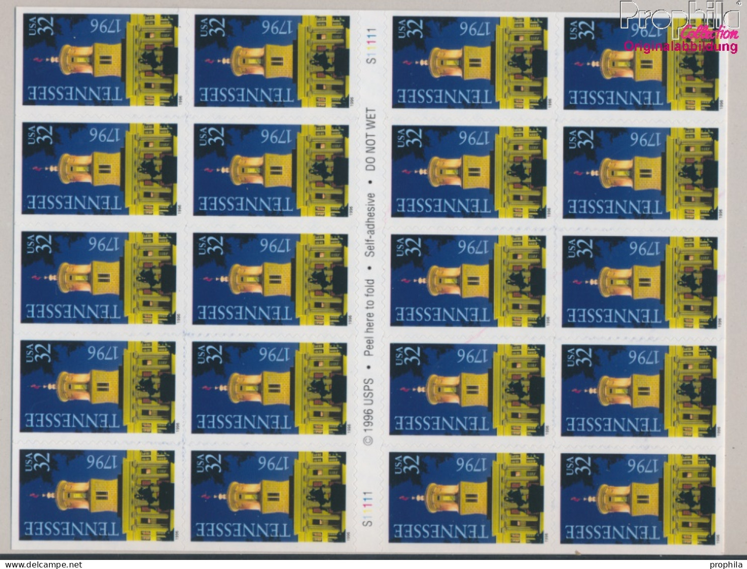 USA 2729Fb Folienblatt31 (kompl.Ausg.) Postfrisch 1996 Staat Tennessee (10368243 - Nuevos