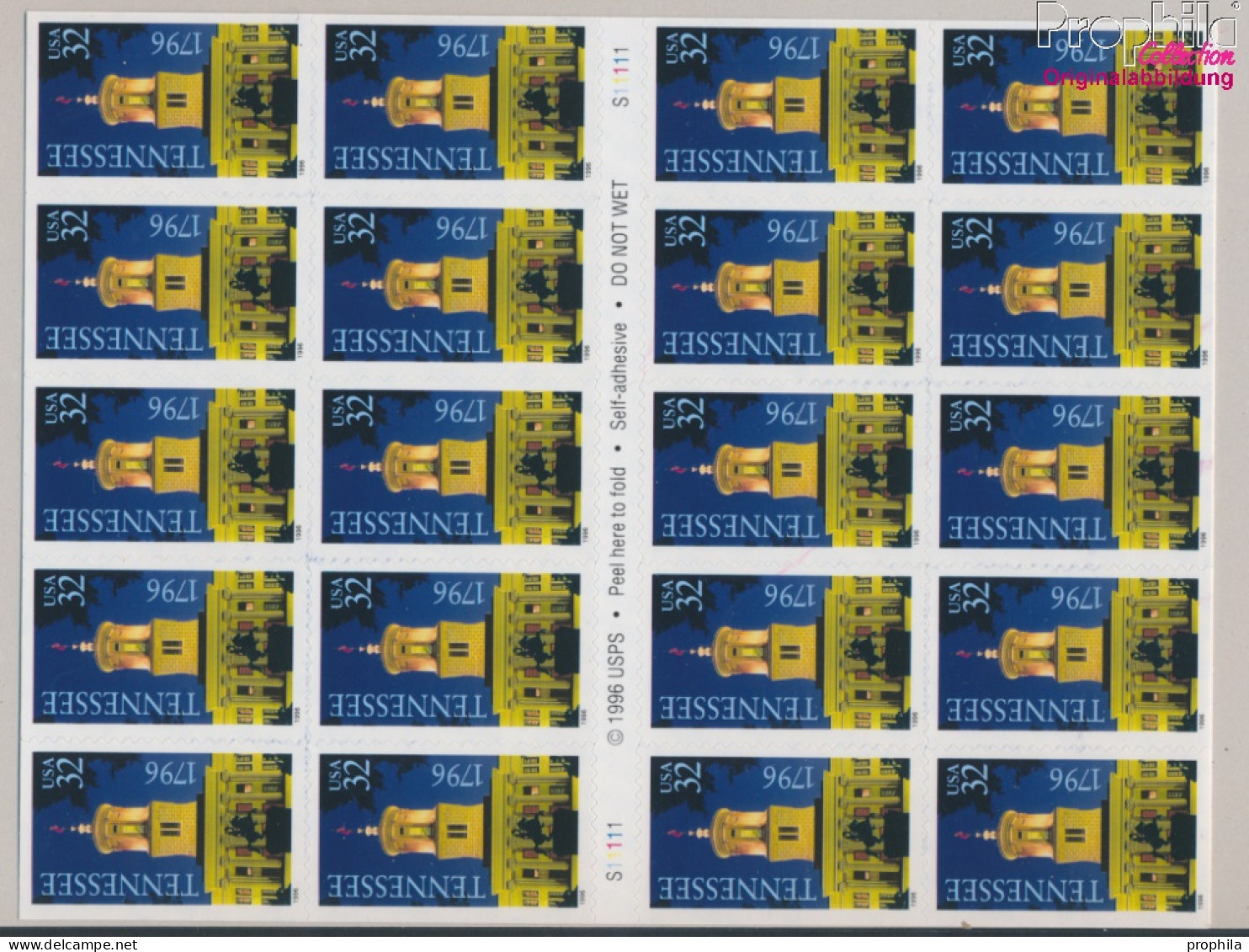 USA 2729Fb Folienblatt31 (kompl.Ausg.) Postfrisch 1996 Staat Tennessee (10368243 - Unused Stamps