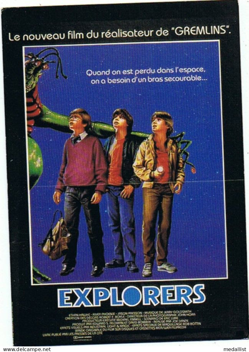 CPM..AFFICHE CINEMA SUR CARTE..EXPLORERS..2 SCANS - Affiches Sur Carte