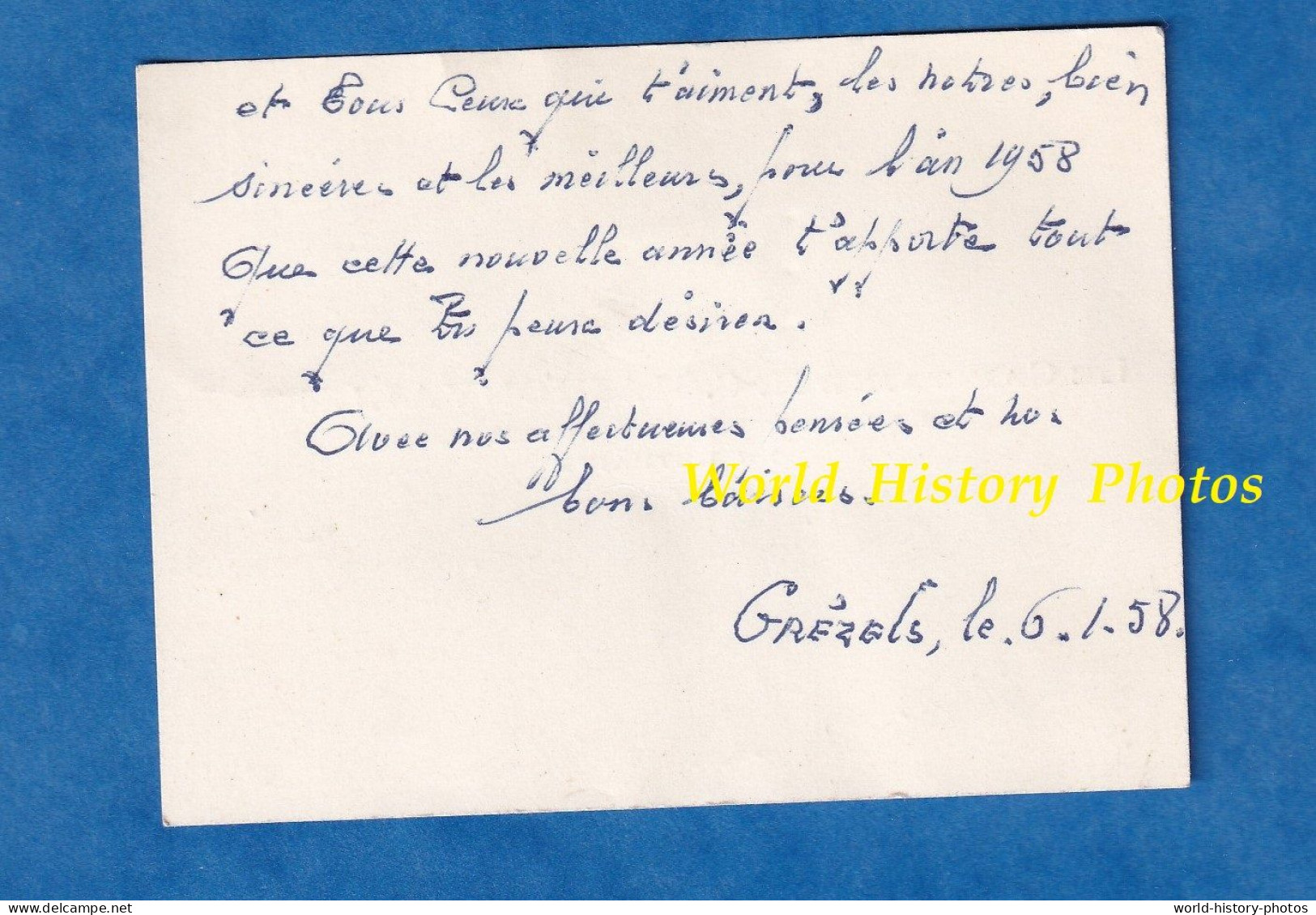 Carte De Visite Ancienne - GREZELS , 1958 - Capitaine H-C. MARIONVALLE , Officier Infanterie Métropolitaine - Médaille - Documents