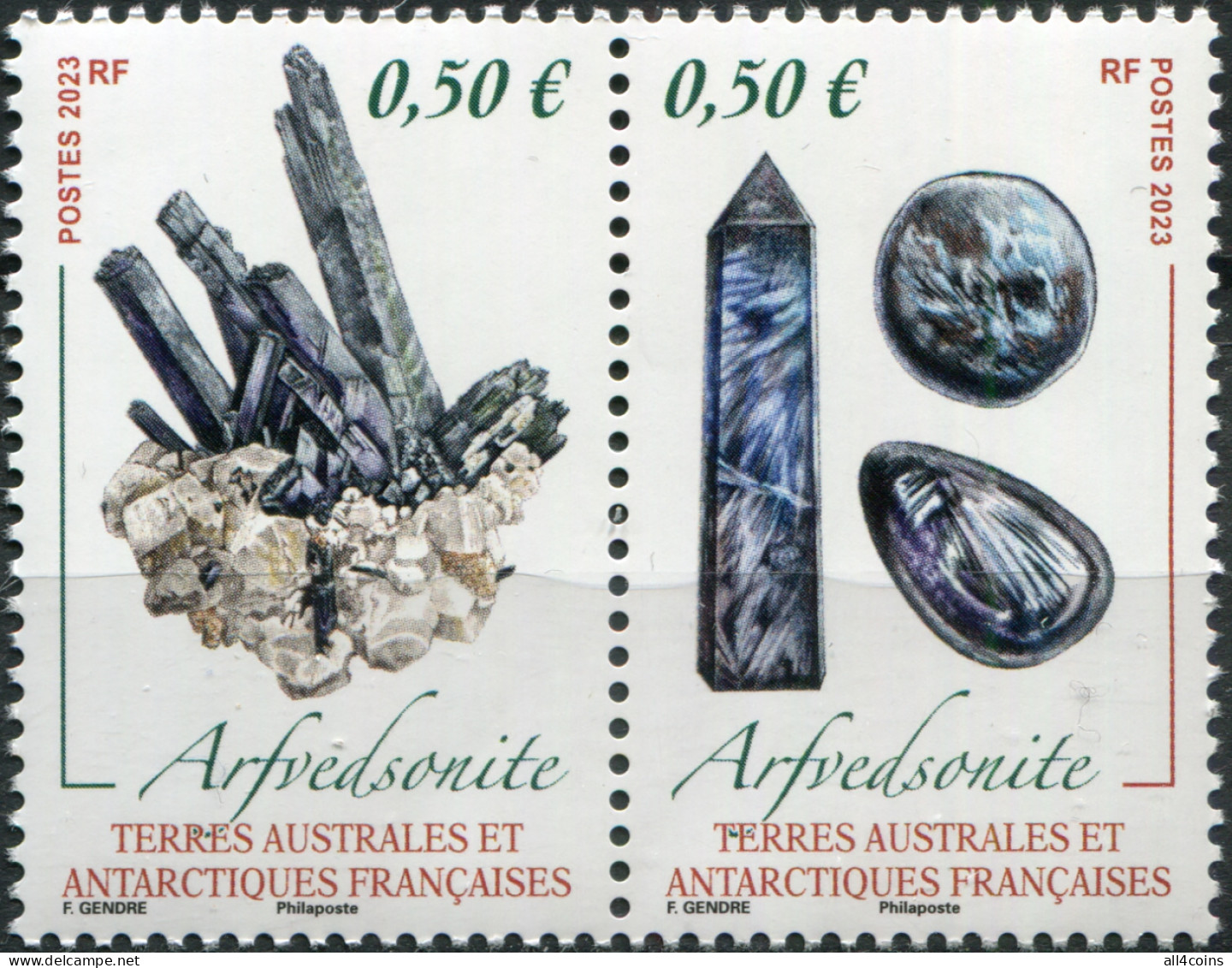 TAAF 2023. Minerals: Arfvedsonite (MNH OG) Block Of  Stamps - Neufs