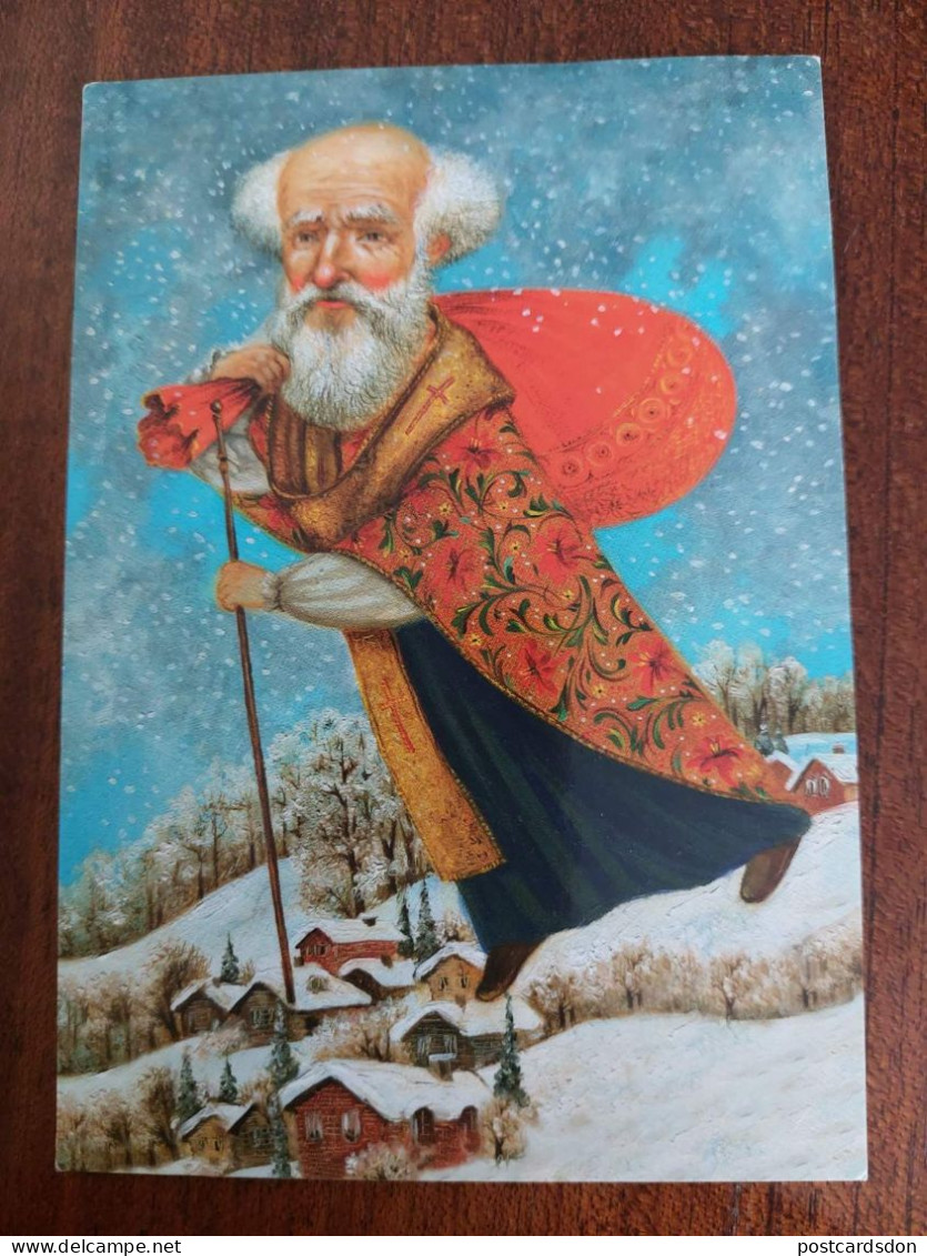 Illustrator Derevyanko "St Nicholas" - Modern Ukrainian Postcard - Postcrossing - 2010s / Santa - Ukraine