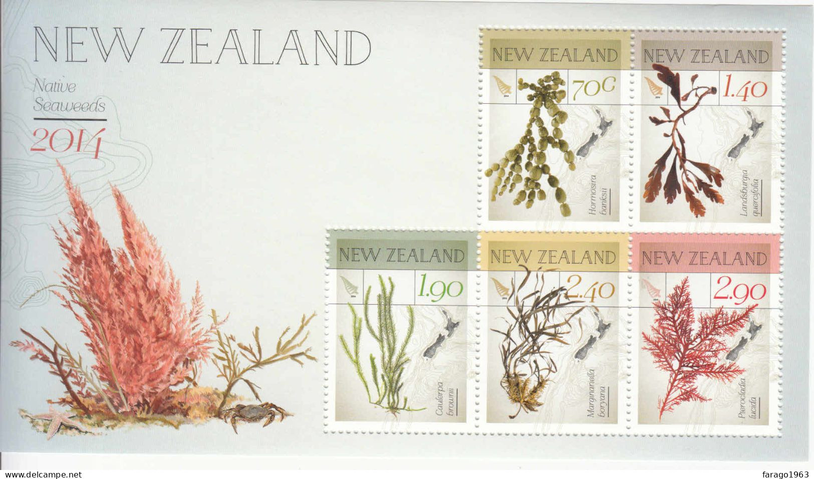 2014 New Zealand Seaweeds Plants   Miniature Sheet Of 5 MNH @ BELOW FACE VALIE - Neufs