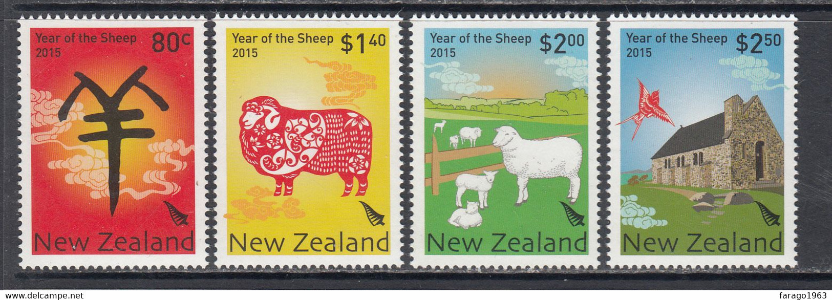 2015 New Zealand Year Of The Sheep Chinese New Year  Complete Set Of 4 MNH @ BELOW FACE VALUE - Nuovi
