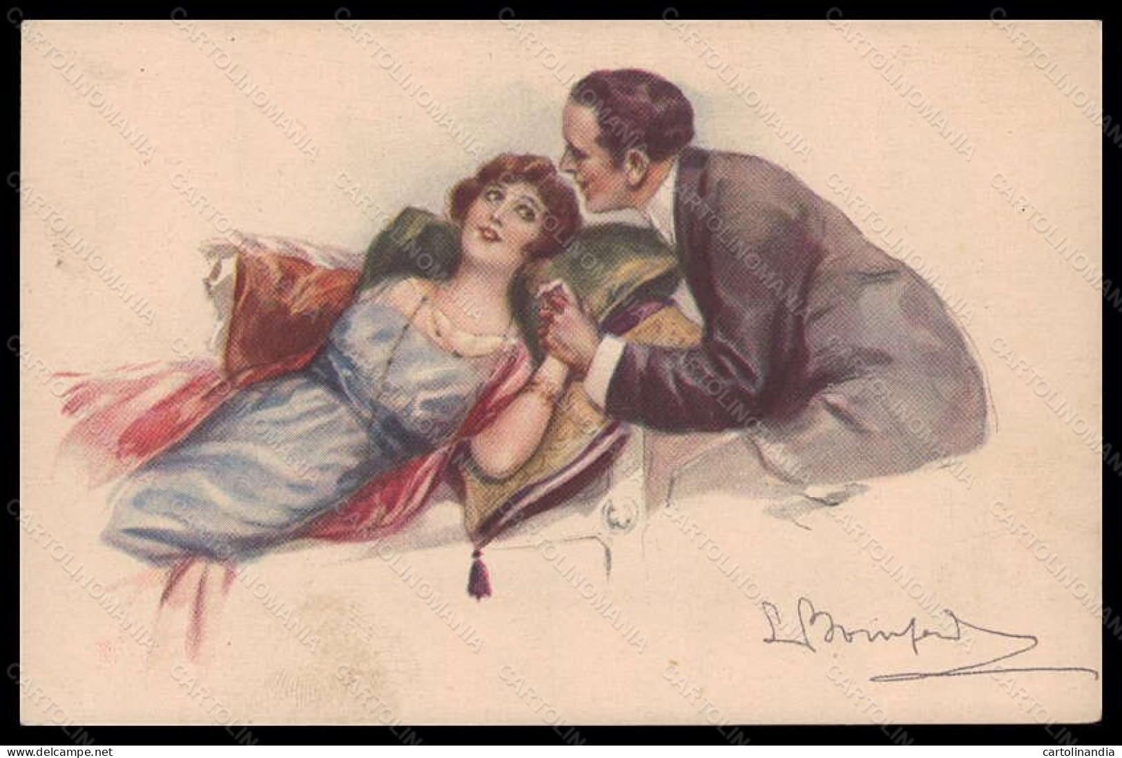 Artist Signed Bompard Romantic Couple Lady Serie 947-6 Postcard VK6399 - Autres & Non Classés
