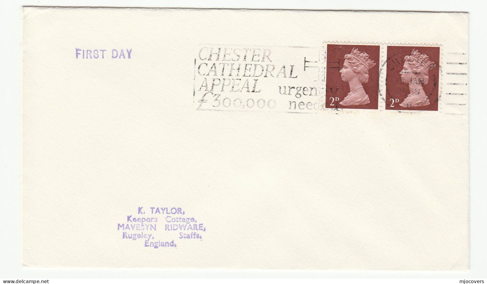 1969 Cover CHESTER CATHEDRAL APPEAL £300,000 URGENTLY NEEDED  Illus CROSS SLOGAN  Gb Stamps Religion Church - Covers & Documents