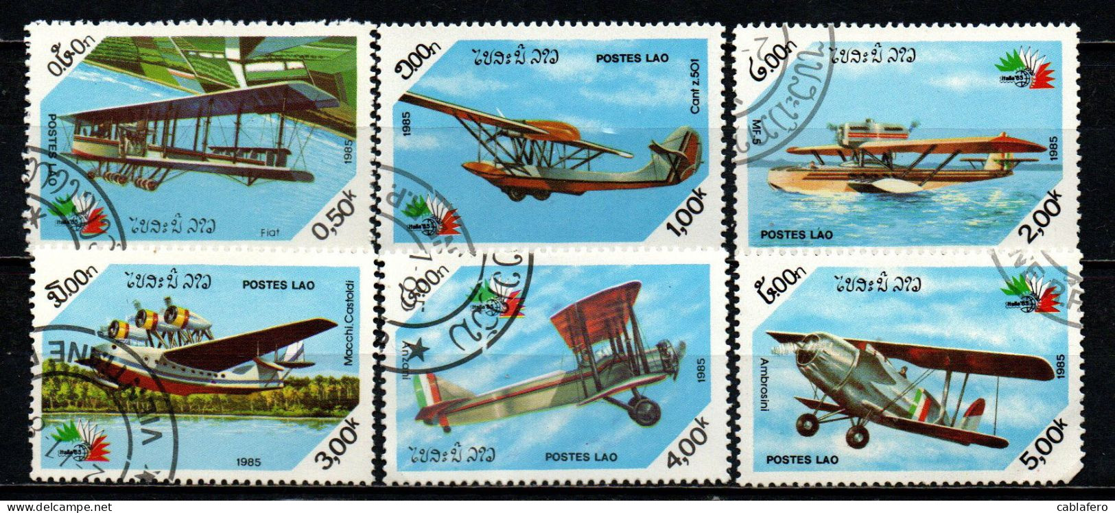 LAOS - 1985 - SERIE AEROPLANI - USATI - Laos