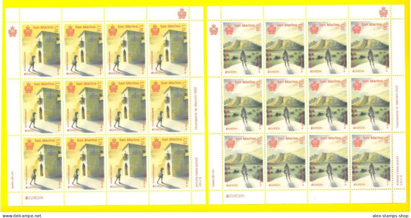 SAN MARINO 2020 Minifogli EUROPA Antiche Tratte Postali - NEW SHEET - Blocks & Sheetlets