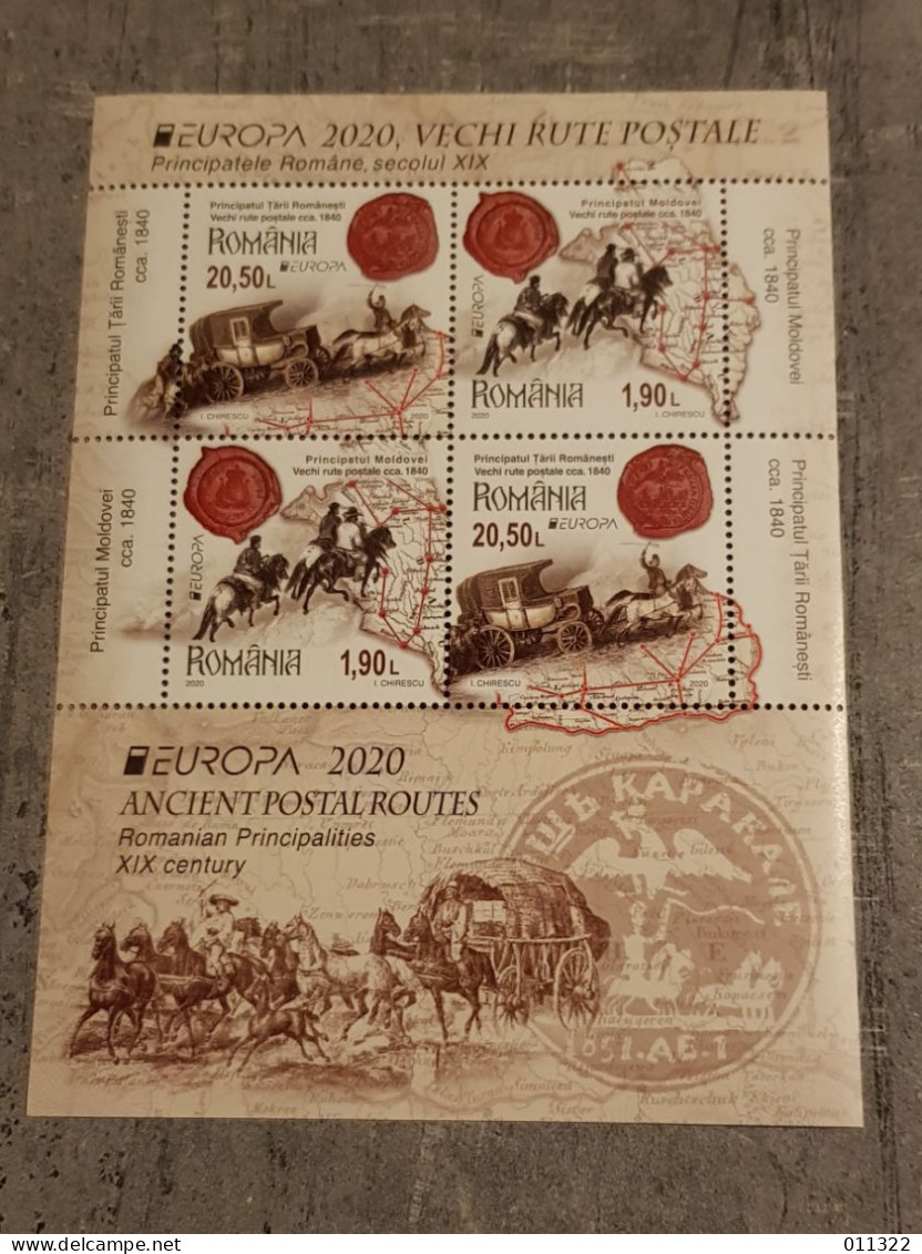 ROMANIA ANCIENT POSTAL ROUTES EUROPA MINIATURE SHEET MNH - Ongebruikt