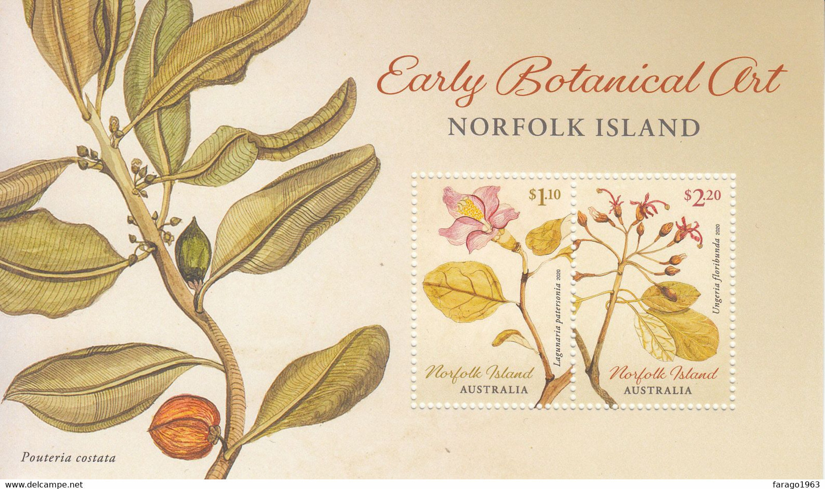 2020 Norfolk Island Early Botanical Art Plants Botany Souvenir Sheet  MNH - Ile Norfolk