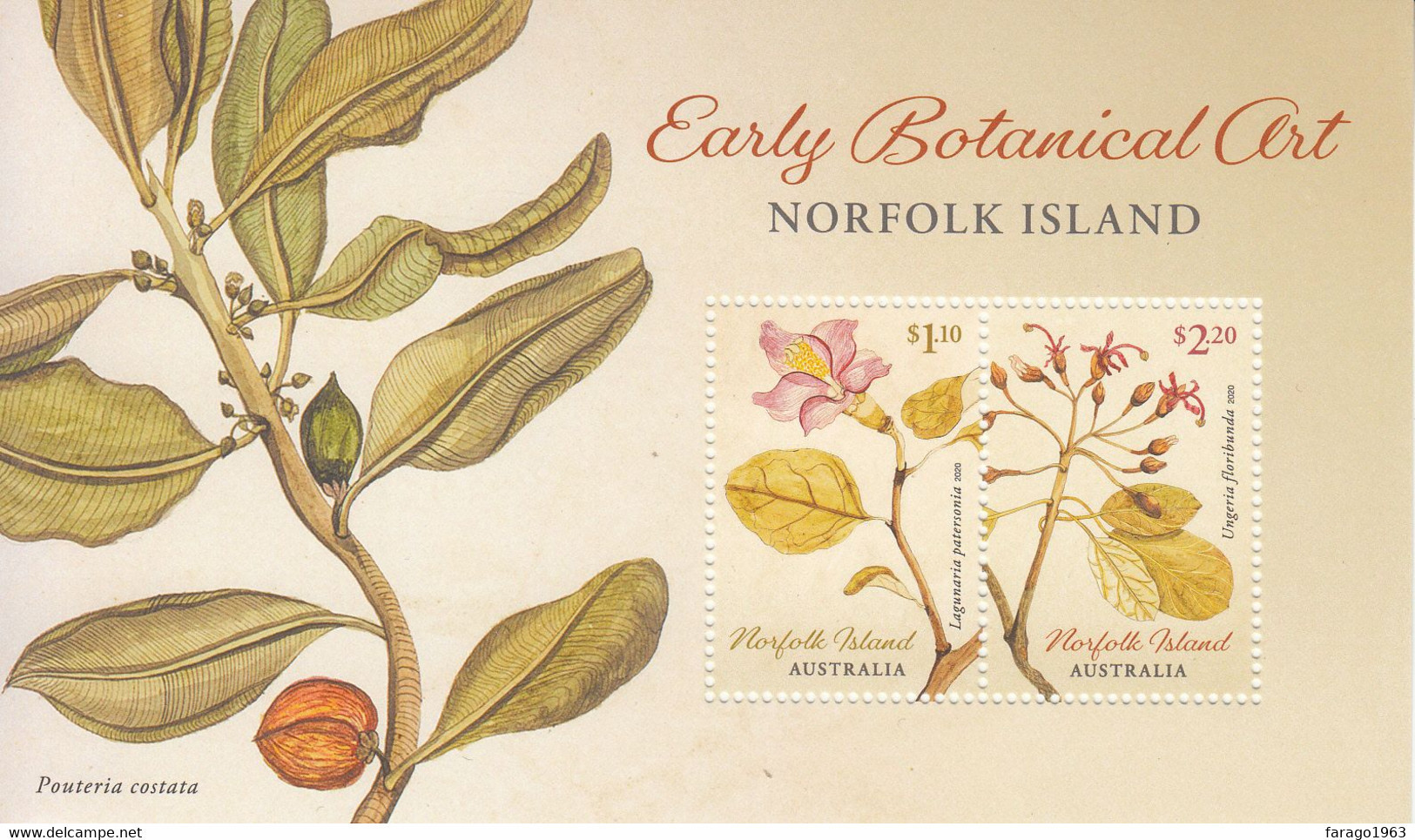 2020 Norfolk Island Early Botanical Art Plants Botany Souvenir Sheet  MNH - Norfolk Eiland