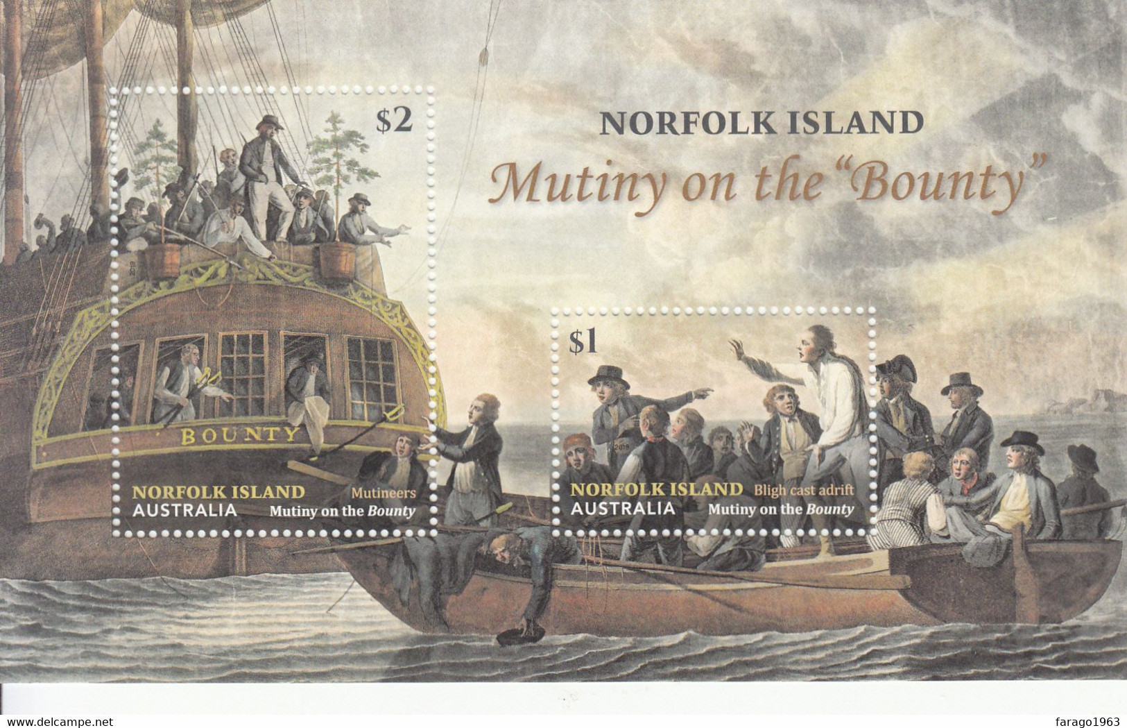 2019 Norfolk Island Mutiny On The Bounty Ships Pitcairn Souvenir Sheet  MNH - Ile Norfolk