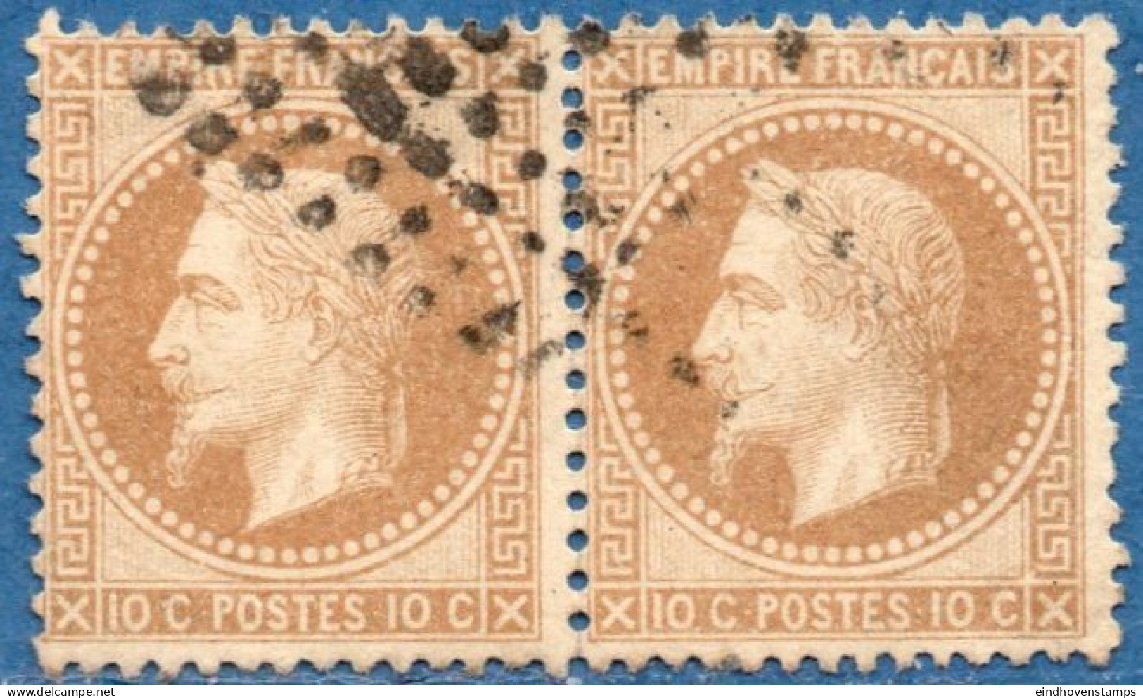 France 1862 10 C Pair Cancelled - 1863-1870 Napoléon III Lauré