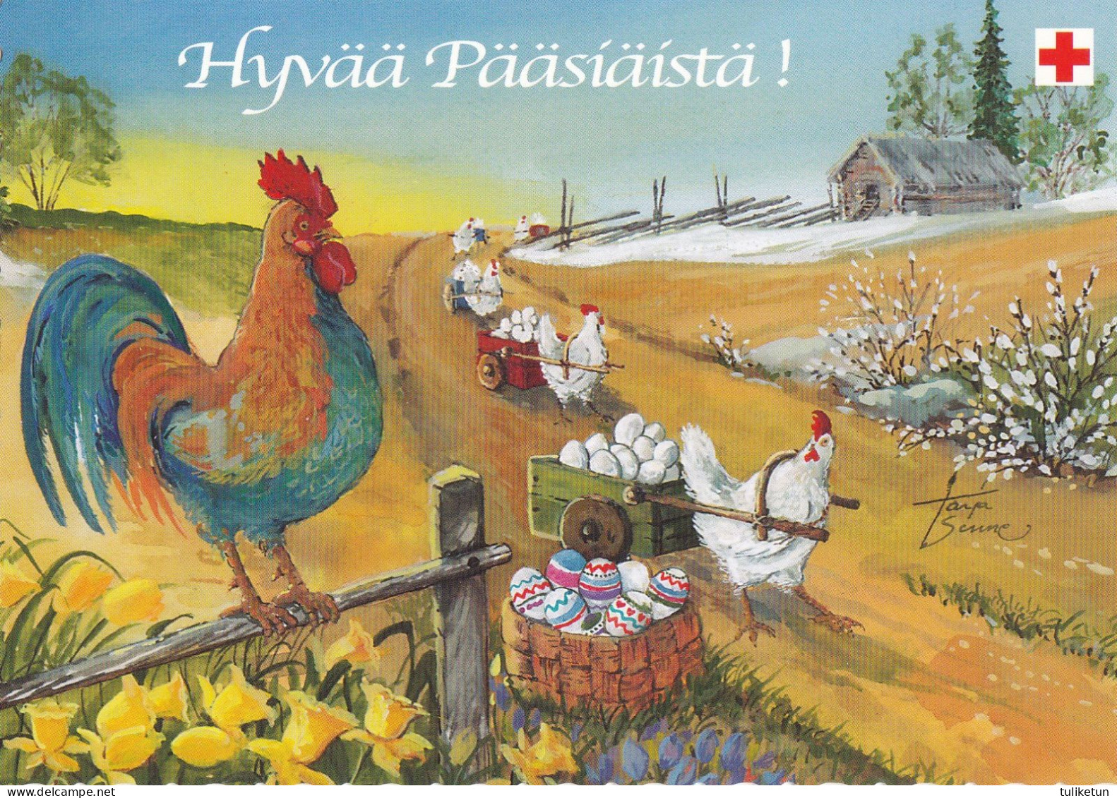 Postal Stationery - Easter Cock - Chicken Bringing Eggs - Red Cross 2003 - Suomi Finland - Postage Paid - RARE - Enteros Postales