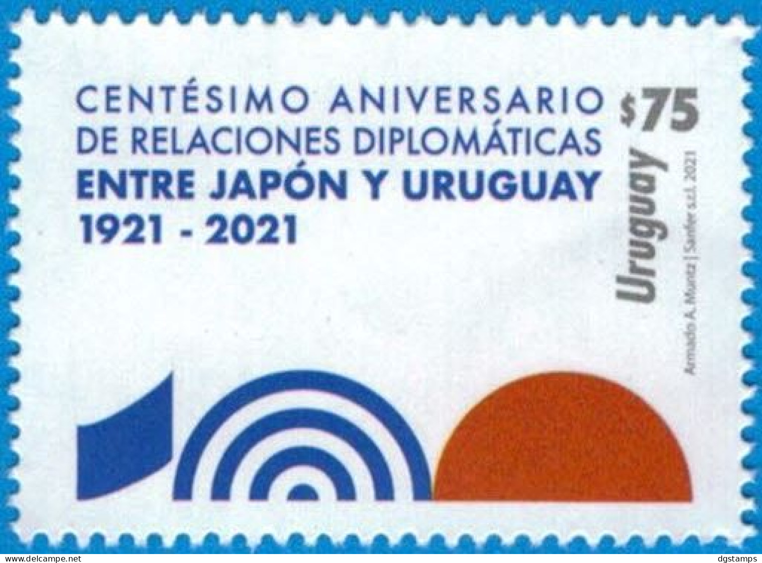 Uruguay 2021 ** Sello Centennial Diplomatic Relations With Japan. Centenario Relaciones Diplomáticas Con Japon - Uruguay