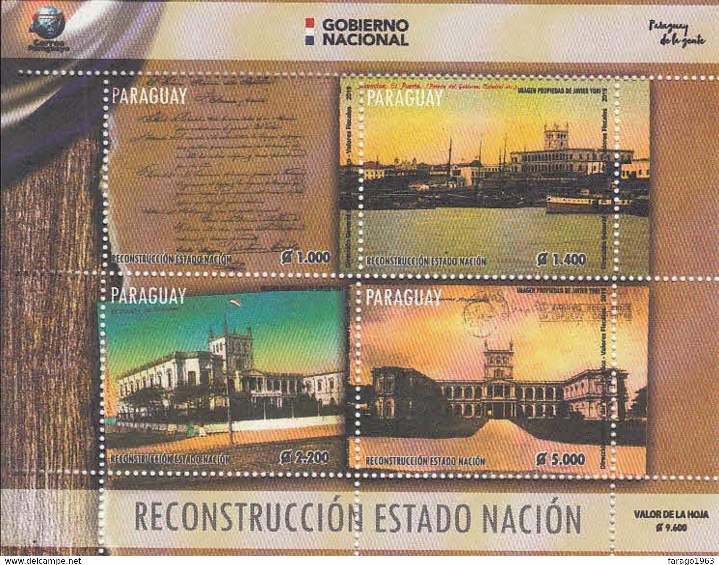 2019 Paraguay Reconstruction Port Harbour Miniature Sheet Of 4 MNH - Paraguay