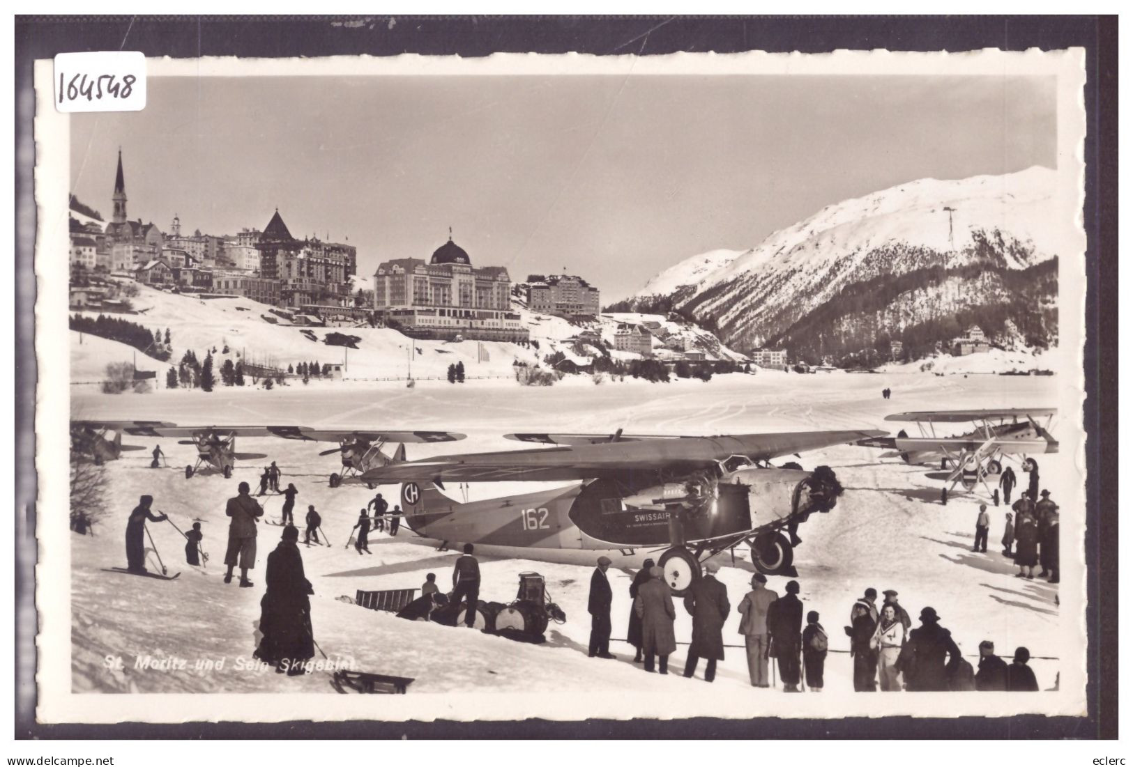 ST MORITZ - AVION DE LA SWISSAIR SUR LE LAC GELE - TB - Saint-Moritz