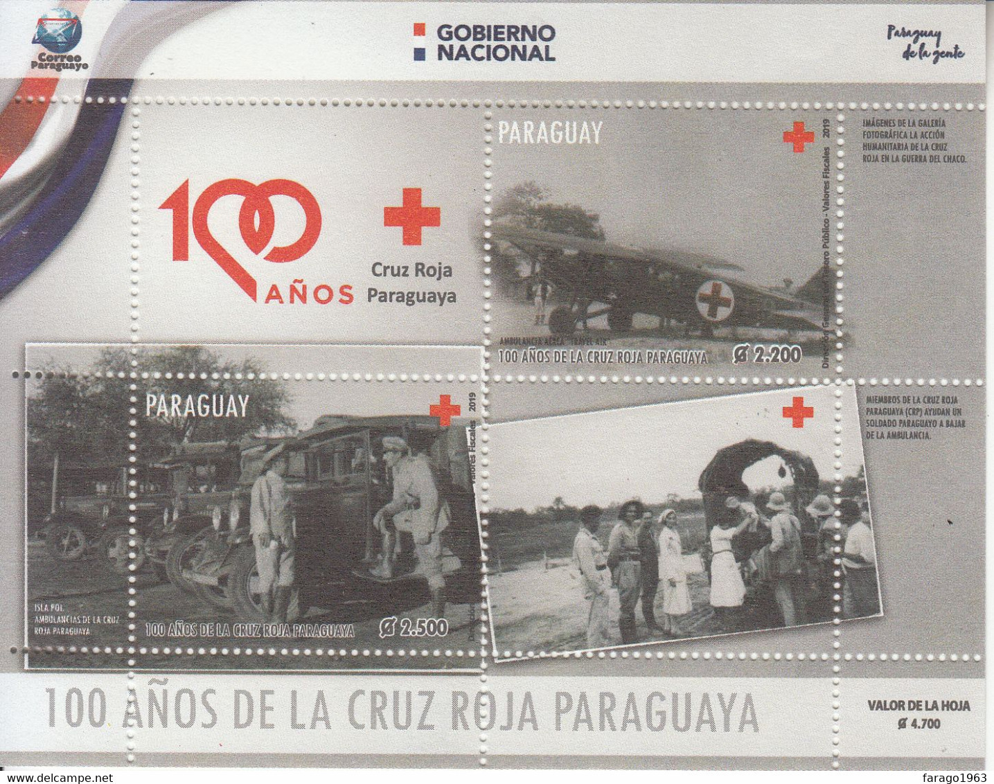 2019 Paraguay Red Cross Health Aviation Ambulance Souvenir Sheet MNH - Paraguay