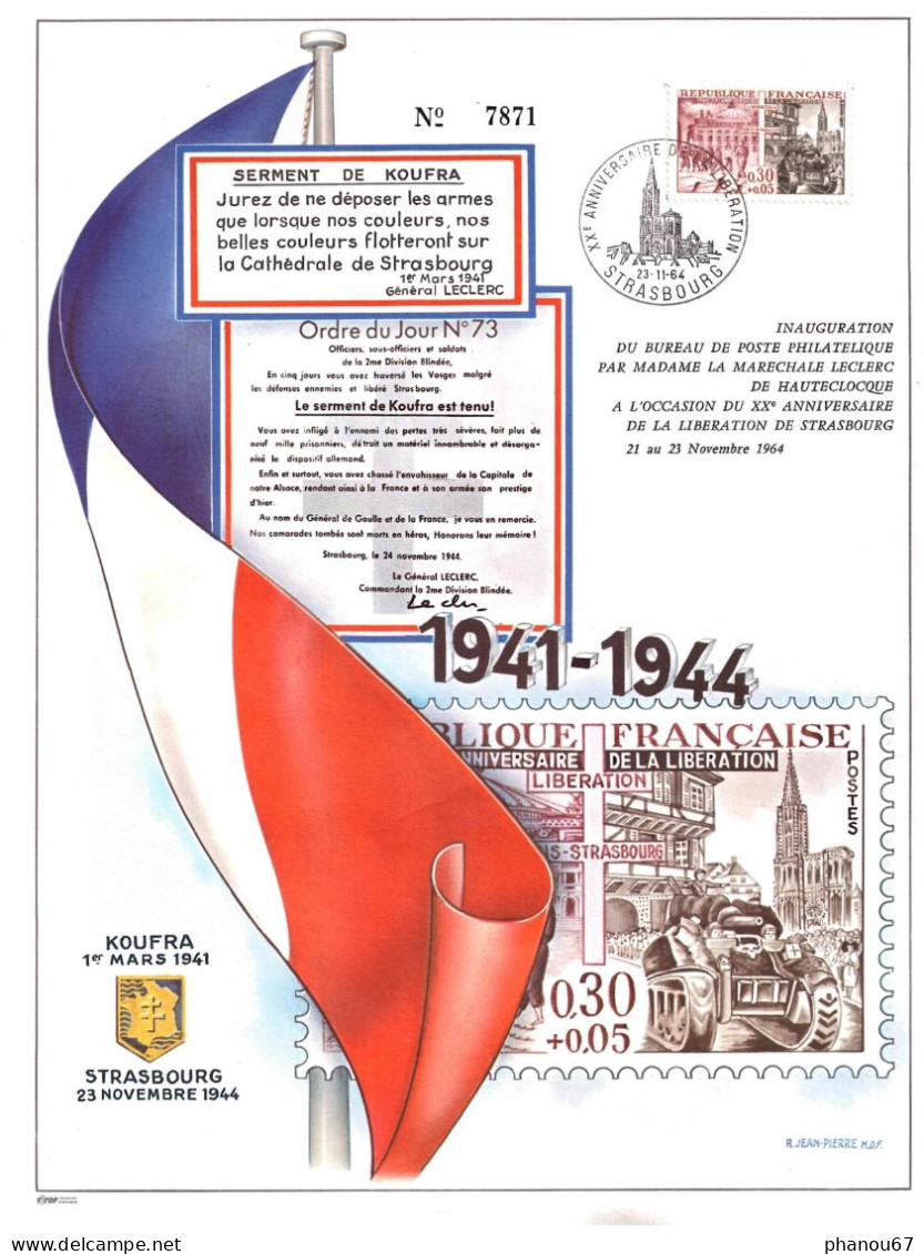 Carte 1964 LIBERATION DE STRASBOURG 20 ° ANNIVERSAIRE DE KOUFRA A STRASBOURG - Ohne Zuordnung