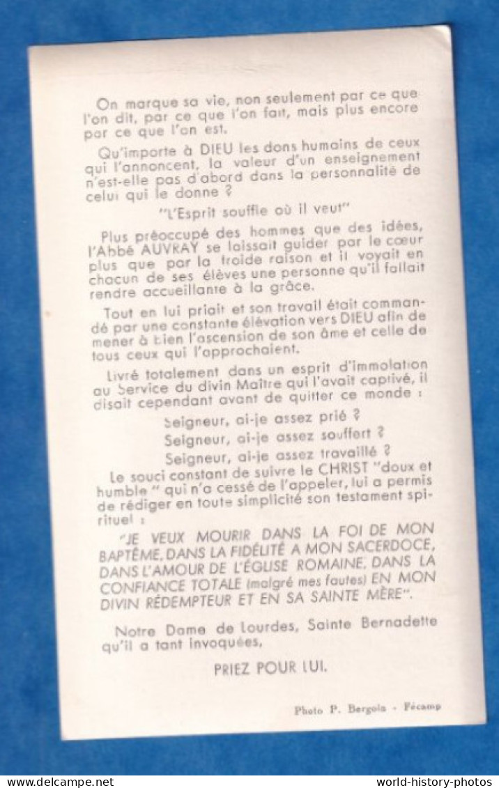 Faire Part De Décés - 1968 - Abbé Robert AUVRAY - Chanoine De La Métropole - Le Havre - Curé De Fécamp - Mesnil Esnard - Esquela