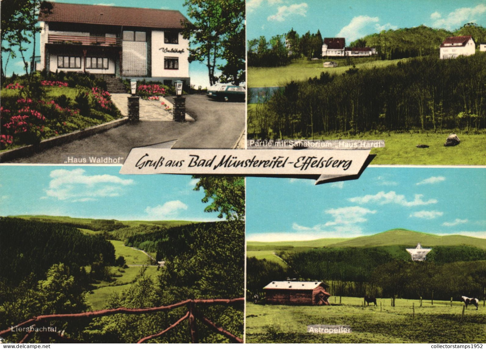 BAD MUENSTEREIFEL, EFFELSBERG, MULTIPLE VIEWS, ARCHITECTURE, CAR, HORSE, FARM, HOTEL, GERMANY, POSTCARD - Bad Münstereifel