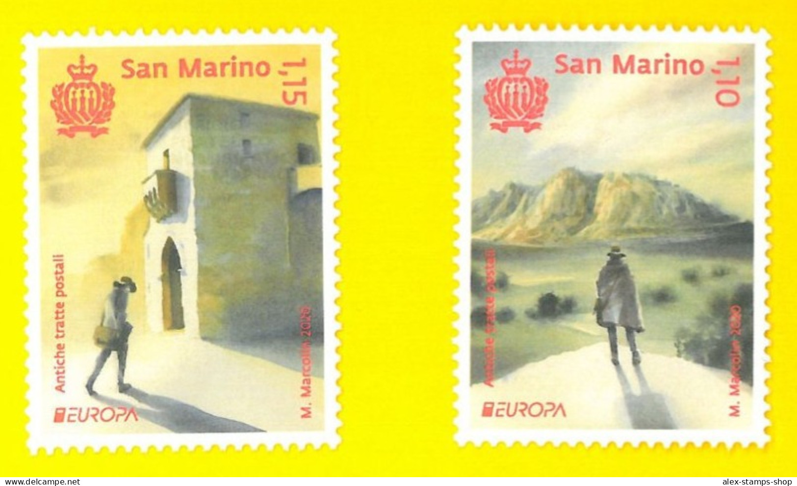 SAN MARINO 2020 EUROPA Antiche Tratte Postali Serie 2 Valori - New Set - Nuovi