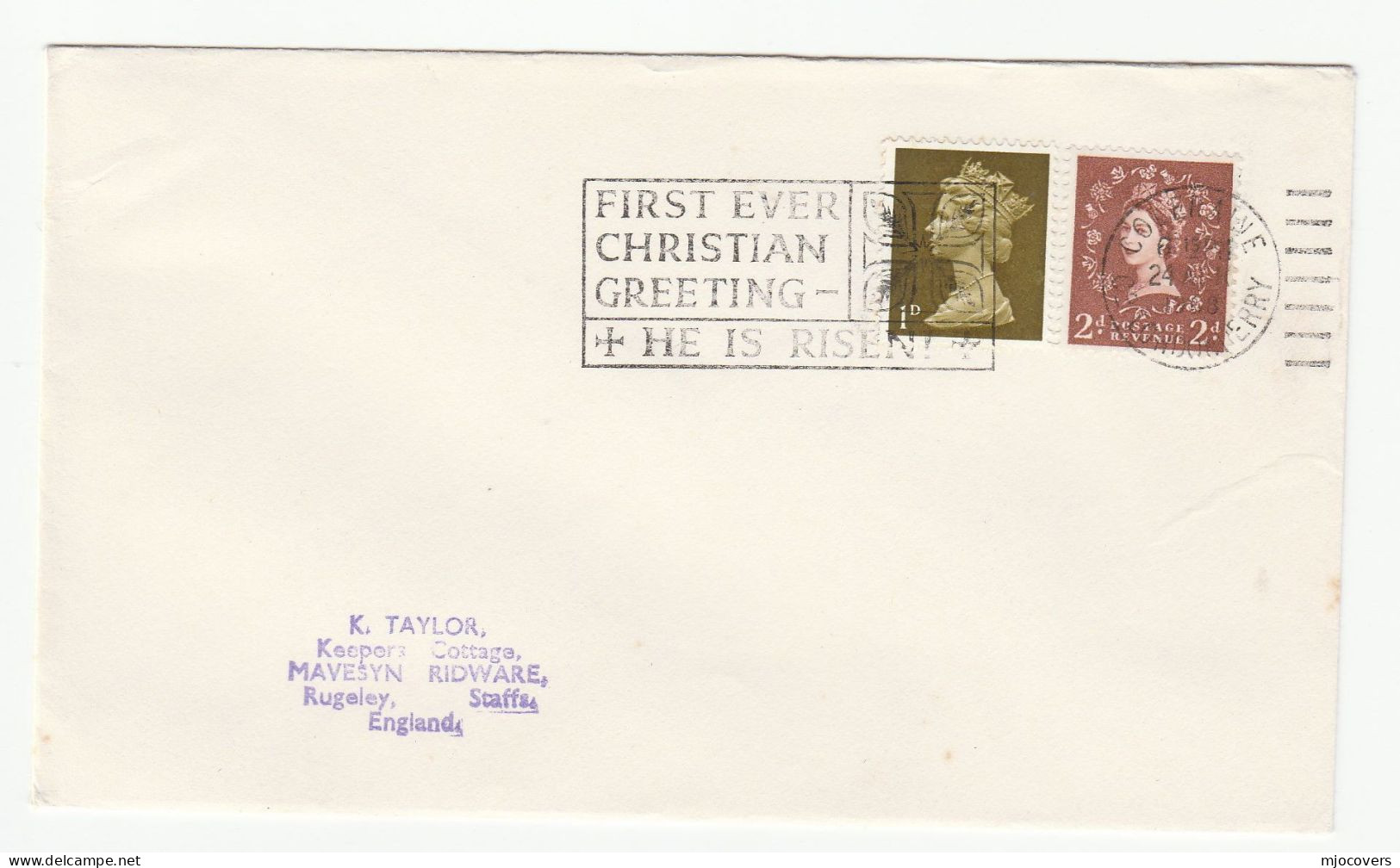 Religion 1968 Cover Coleraine FIRST EVER CHRISTIAN GREETING He Is RISEN Illus CROSS SLOGAN  Gb Stamps - Covers & Documents