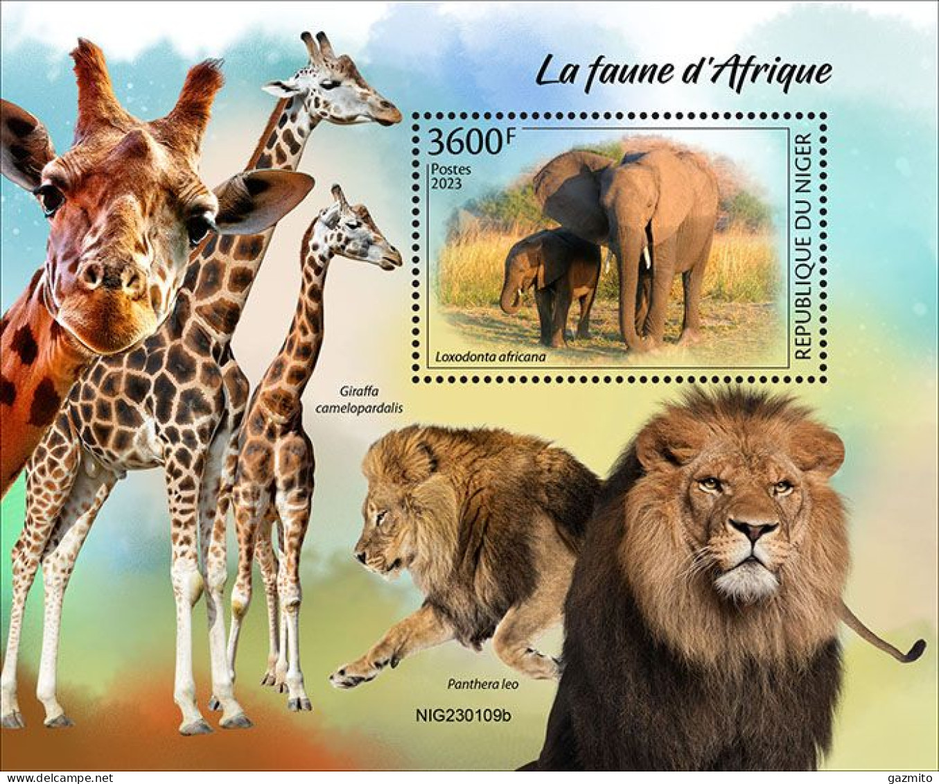 Niger 2023, Animals Of Africa, Giraffe, Elephant, Lion, 4val In BF - Niger (1960-...)
