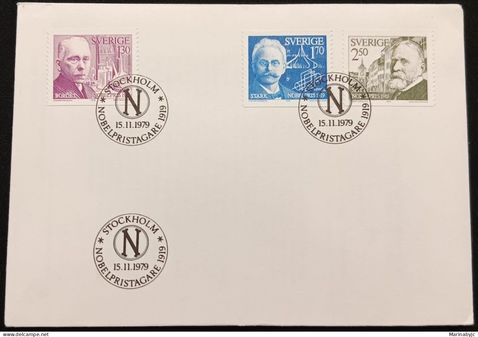 DM)1979, SWEDEN, FIRST DAY COVER, ISSUE, 1919 NOBEL PRIZES, ULES BORDET, MEDICINE, JOHANNES STARK, PHYSICS, CARL SPITTEL - Sonstige & Ohne Zuordnung