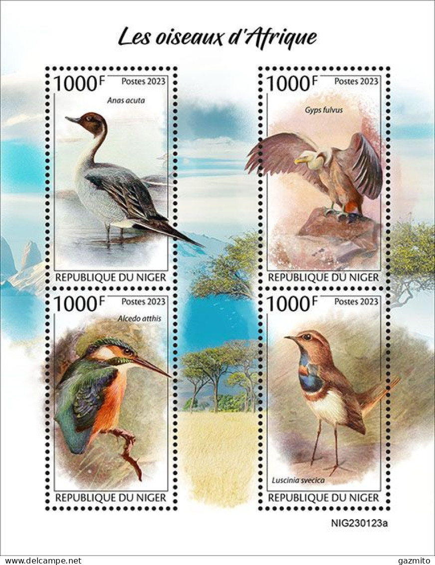 Niger 2023, Animals, Birds Of Africa, Kingfisher, 4val In BF - Sonstige & Ohne Zuordnung