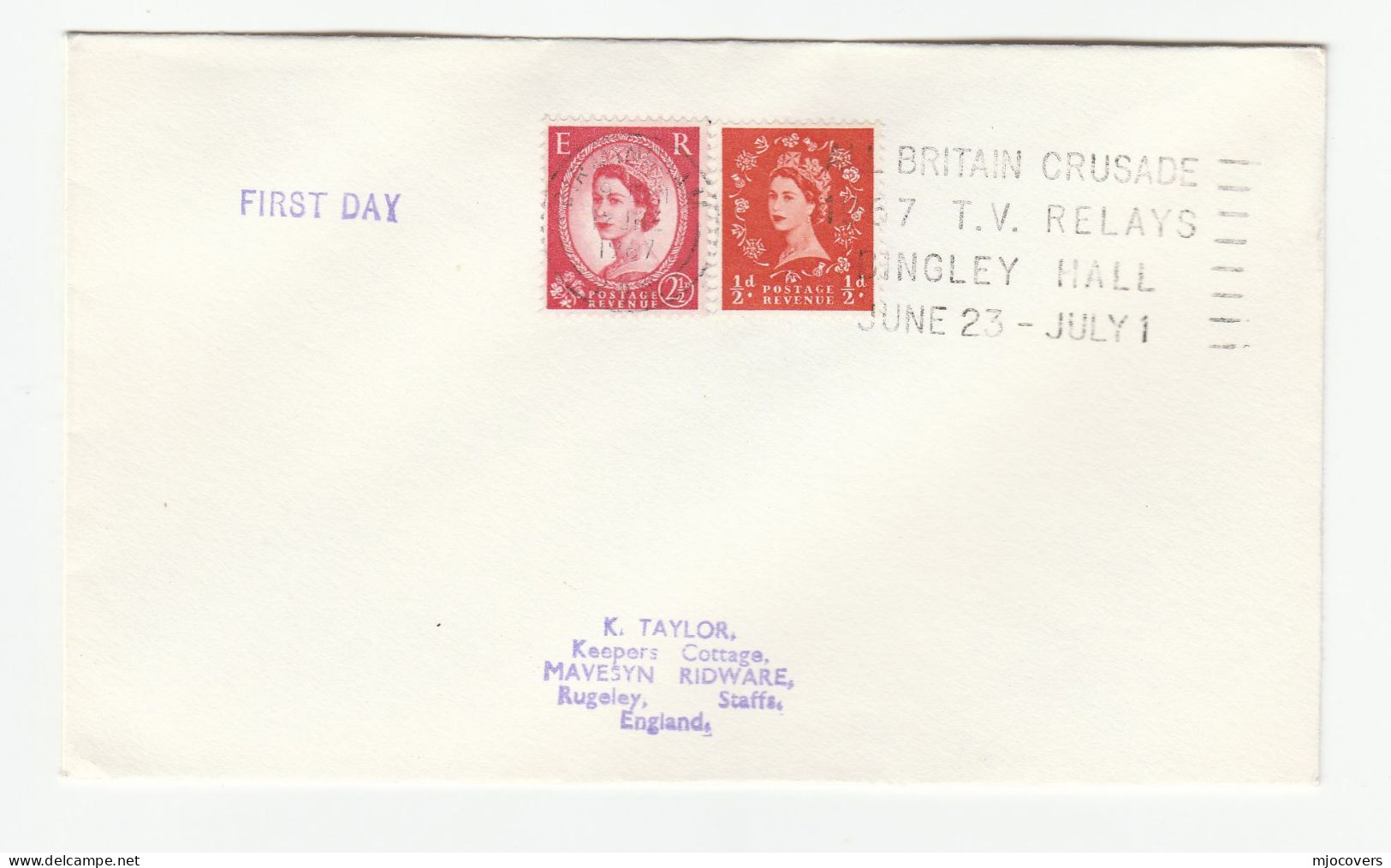 1967 Cover BINGLEY HALL TV RELAYS  All Britain CRUSADE  Birmingham SLOGAN Gb Stamps Religion Broadcasting Television - Covers & Documents