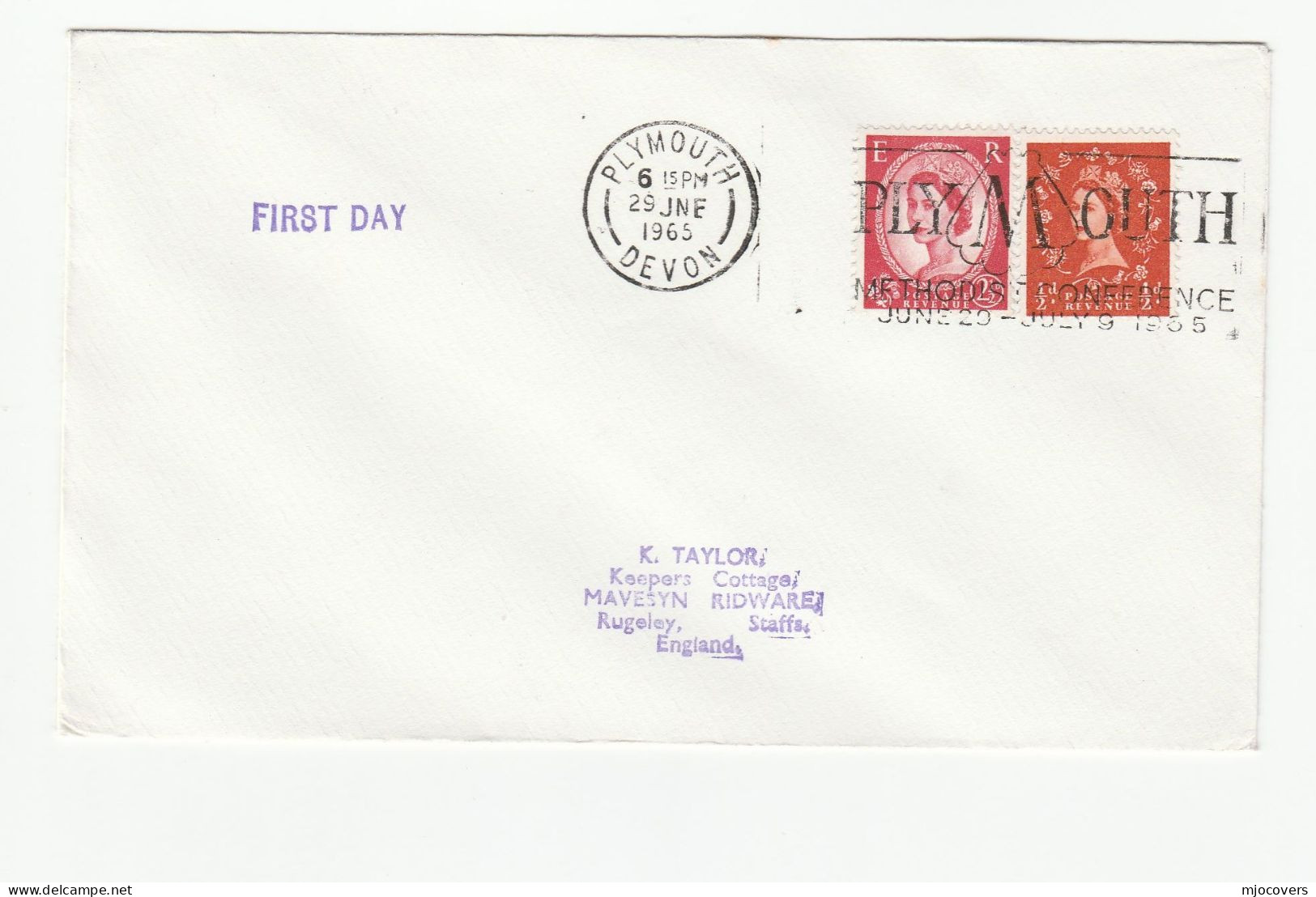 Religion 1965 Cover PLYMOUTH METHODIST CONFERENCE Illus Emblem SLOGAN  Gb Stamps - Covers & Documents