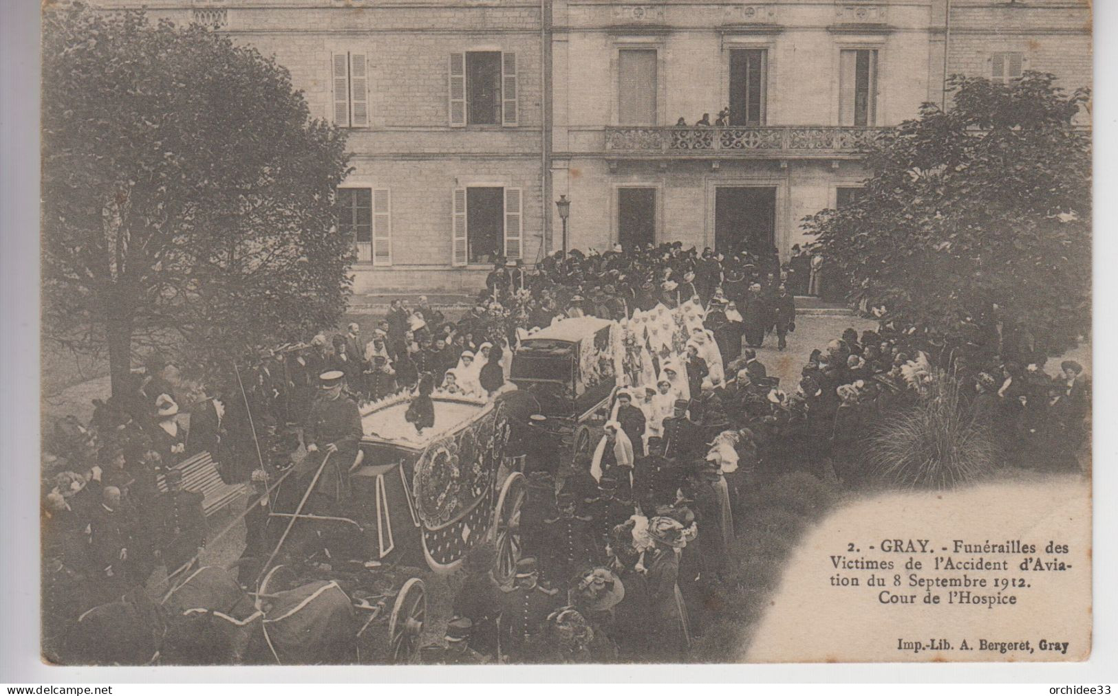 CPA Gray - Funérailles Des Victimes De L'accident D'aviation Du 8 Septembre 1912 - Cour De L'hospice (belle Animation) - Gray