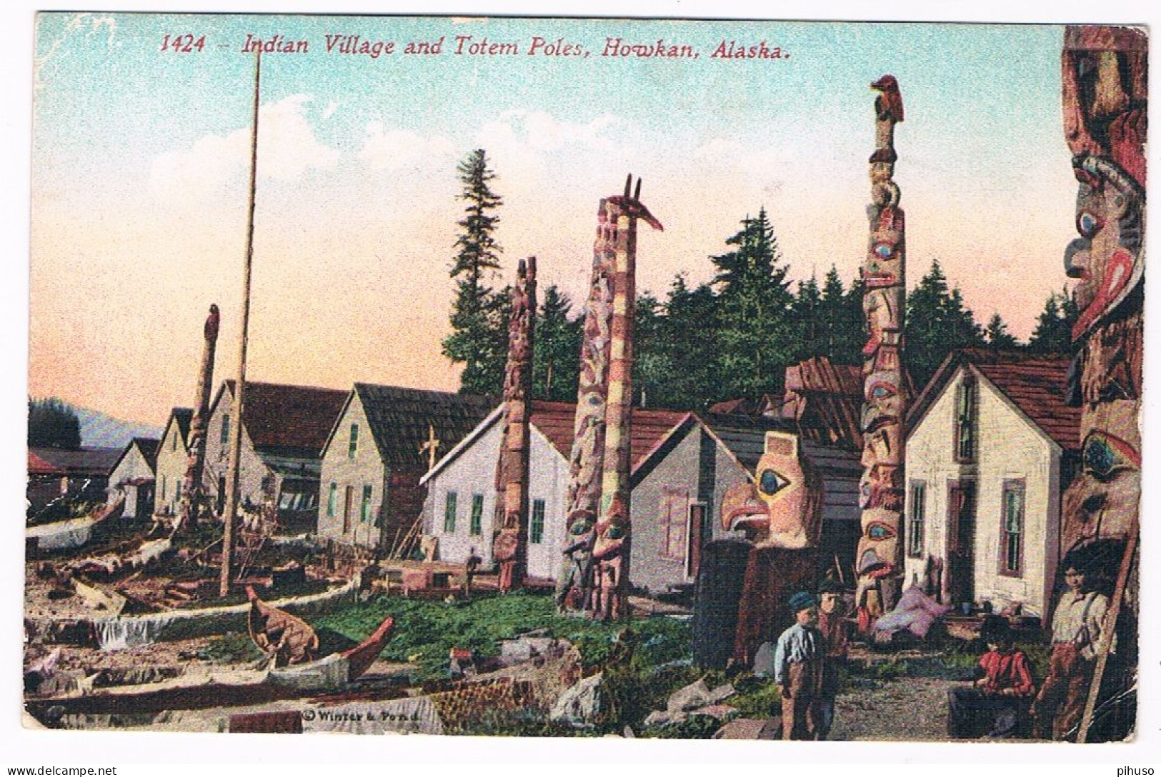 AM-317  HOWKAN : Indian Village And Totem Poles - Other & Unclassified