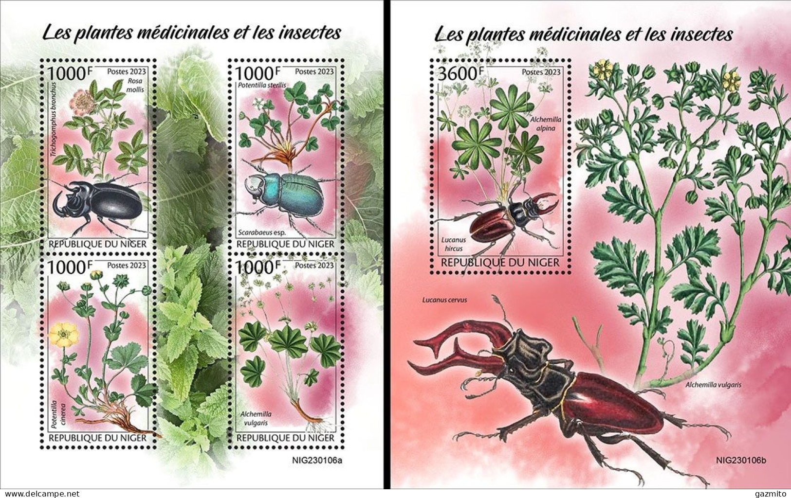 Niger 2023, Medical Plants And Insects, 4val In BF+BF - Plantas Medicinales