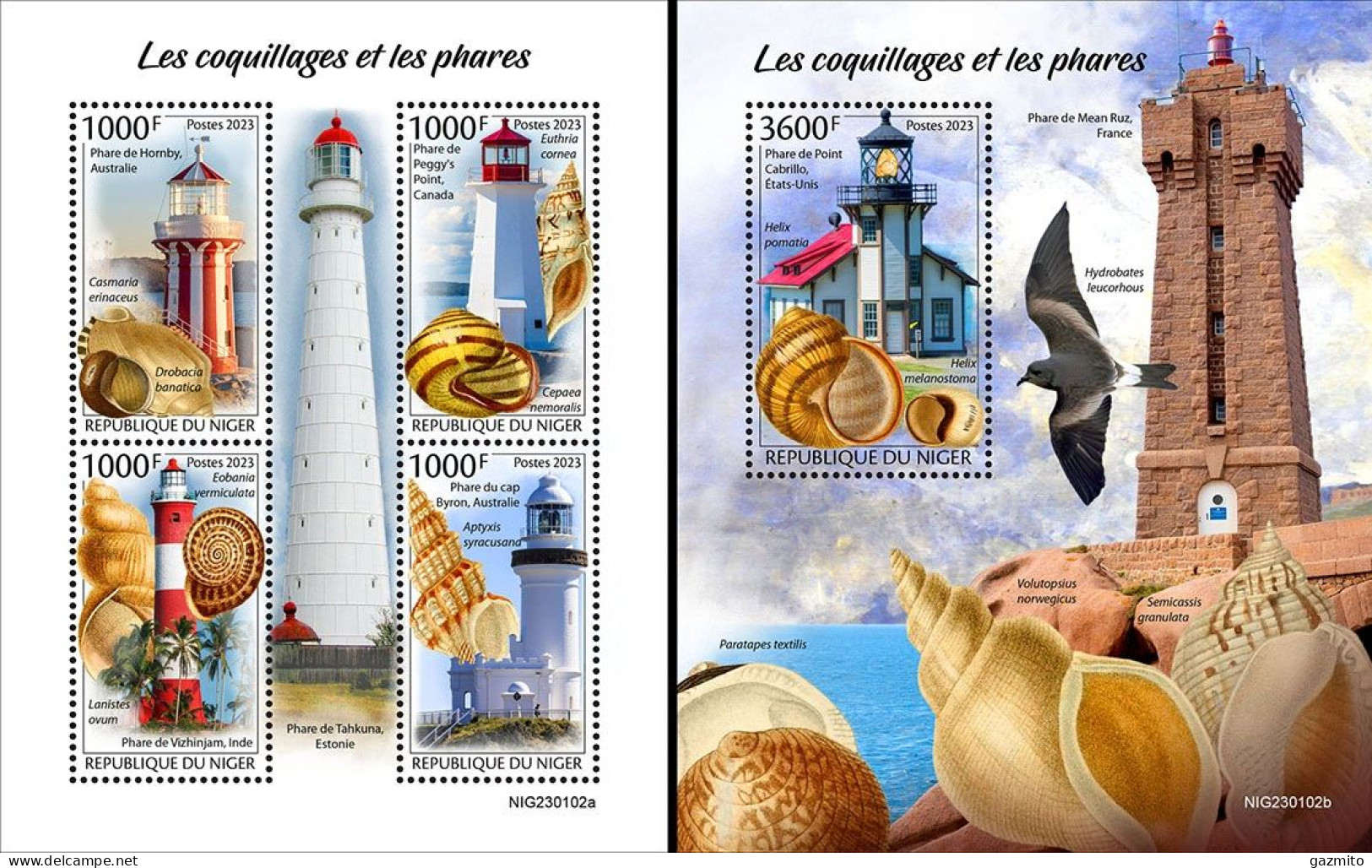 Niger 2023, Lighthouse, Shells, 4val In BF+BF - Coquillages