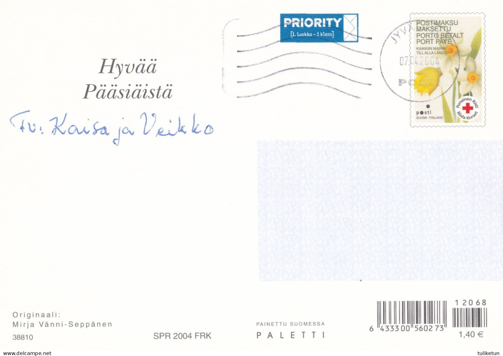 Postal Stationery - Chick Pulling A Stroller - Egg - Flowers - Red Cross 2004 - Suomi Finland - Postage Paid - Postwaardestukken