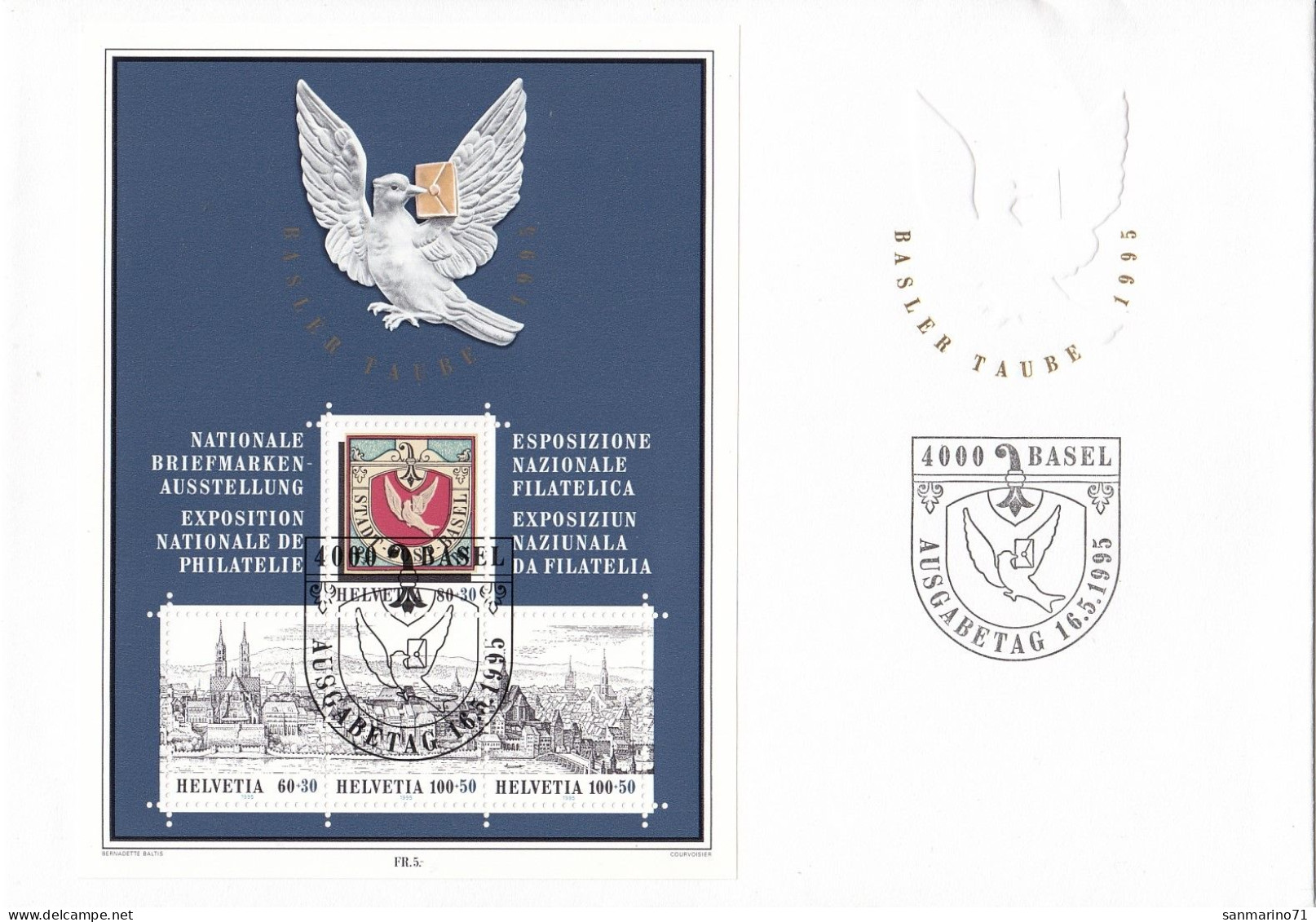 FDC SWITZERLAND Block 27,folded Paper On Up Right Side - FDC