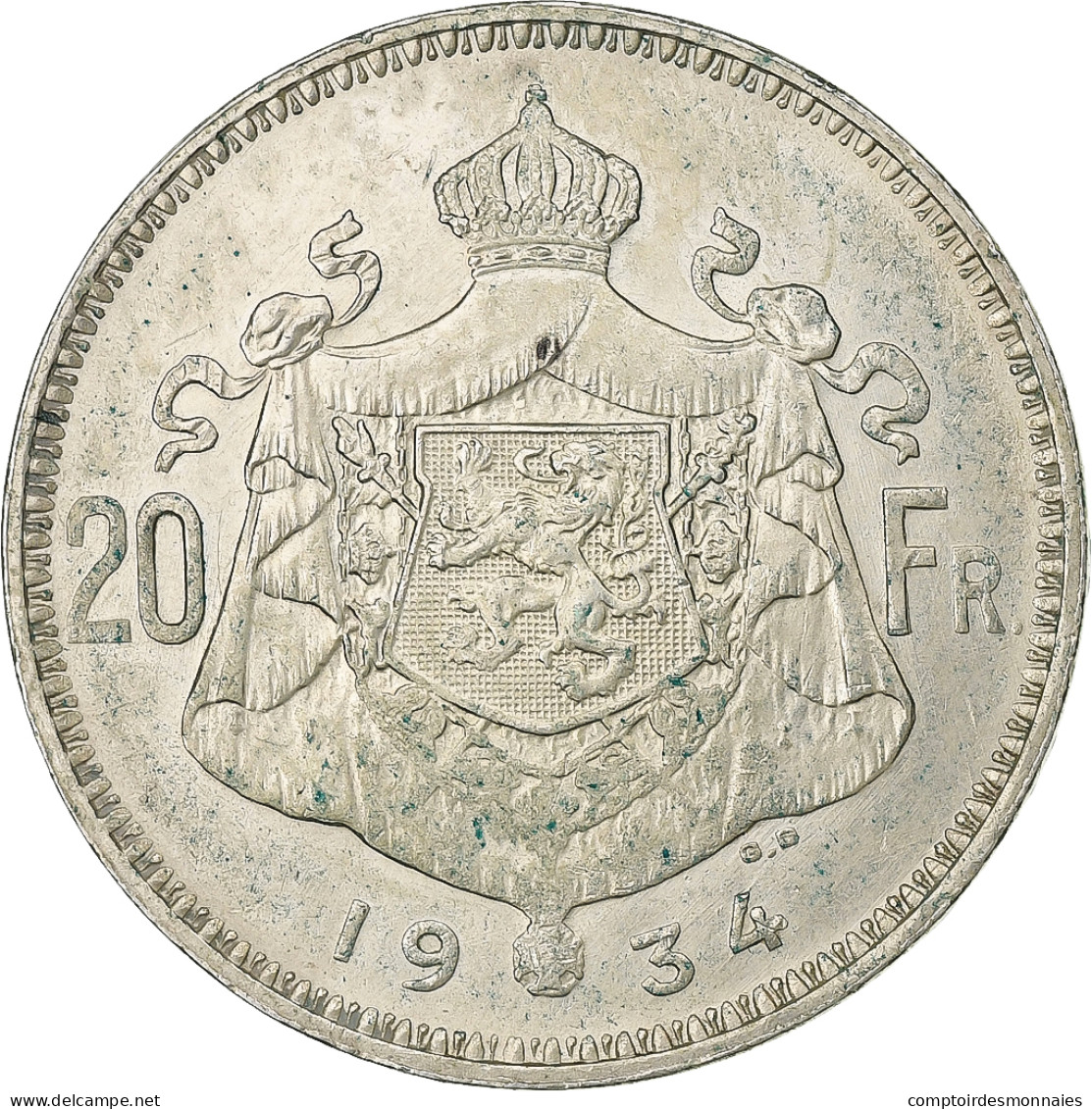 Belgique, 20 Francs, 20 Frank, 1934, Argent, TB+, KM:104.1 - 20 Frank