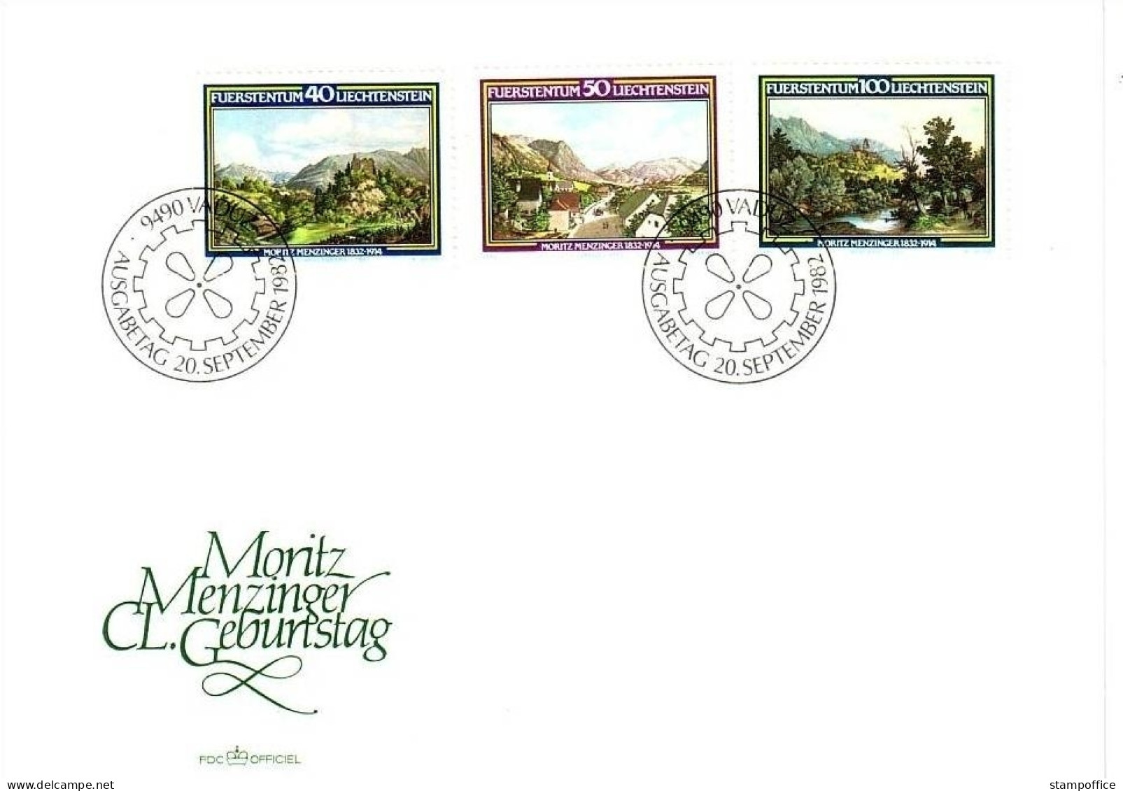 LIECHTENSTEIN MI-NR. 806-808 FDC MORITZ MENZINGER MALER 1982 - FDC