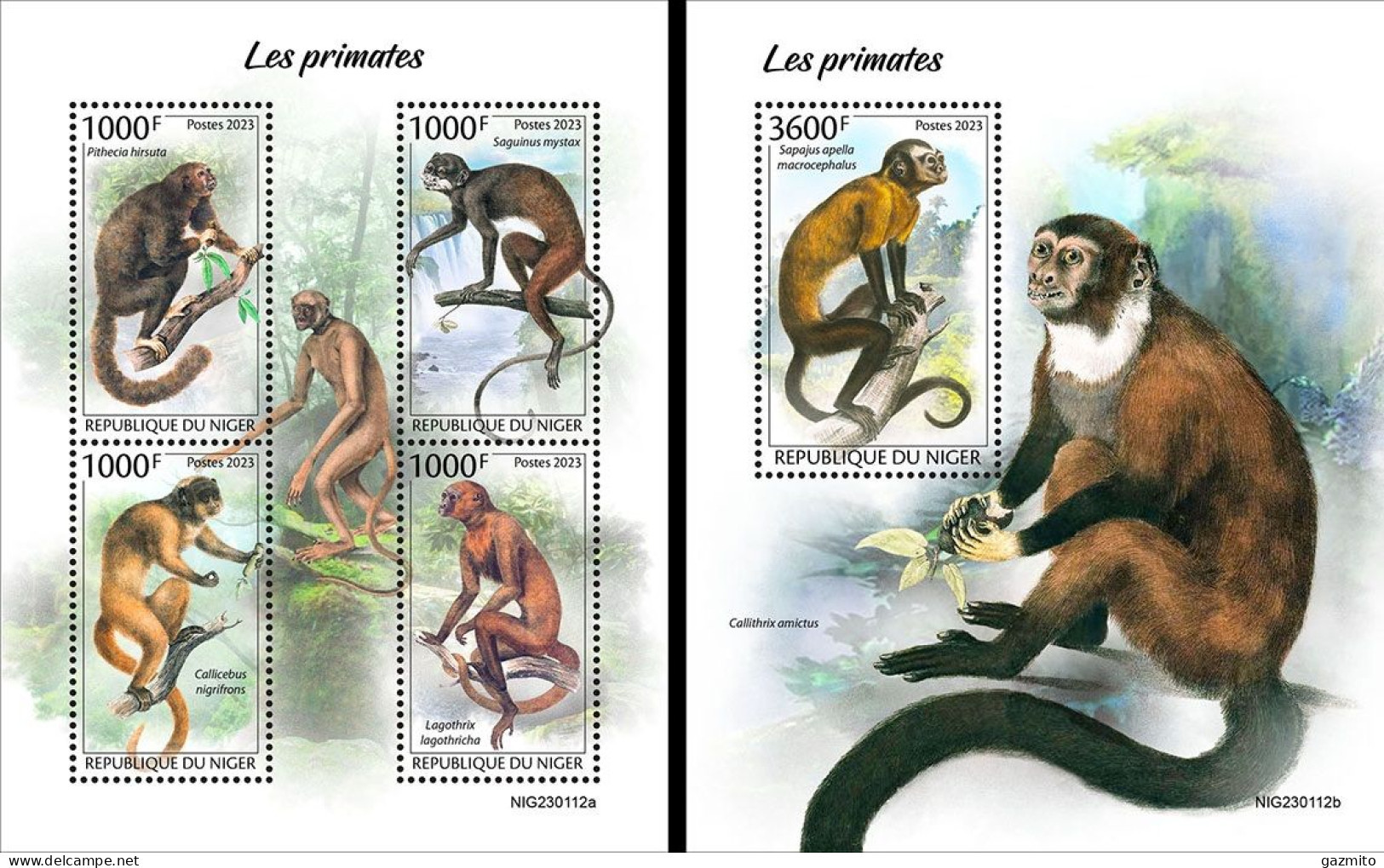 Niger 2023, Animals, Monkey, 4val In BF+BF - Mono