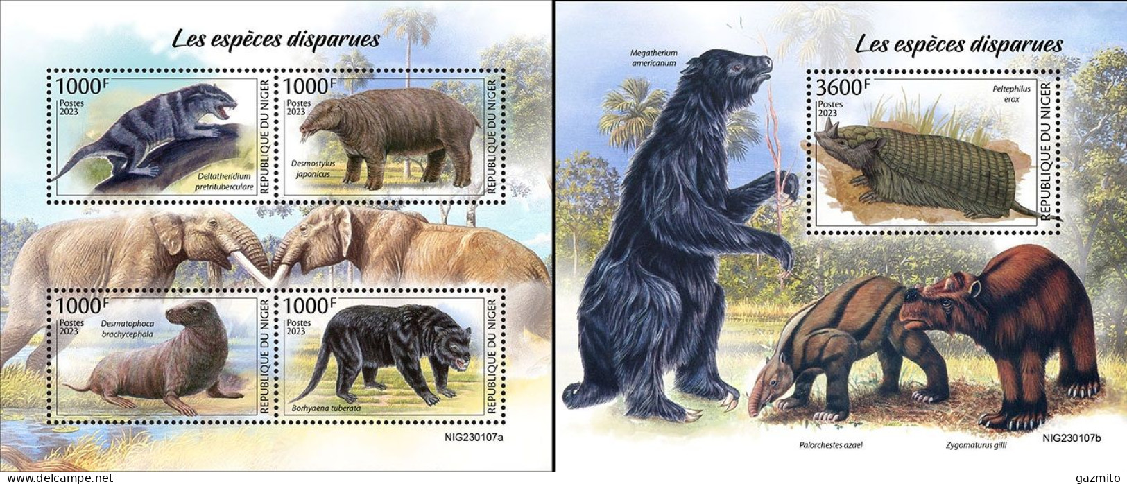 Niger 2023, Animals, Extincted Species, 4val In BF+BF - Prehistóricos