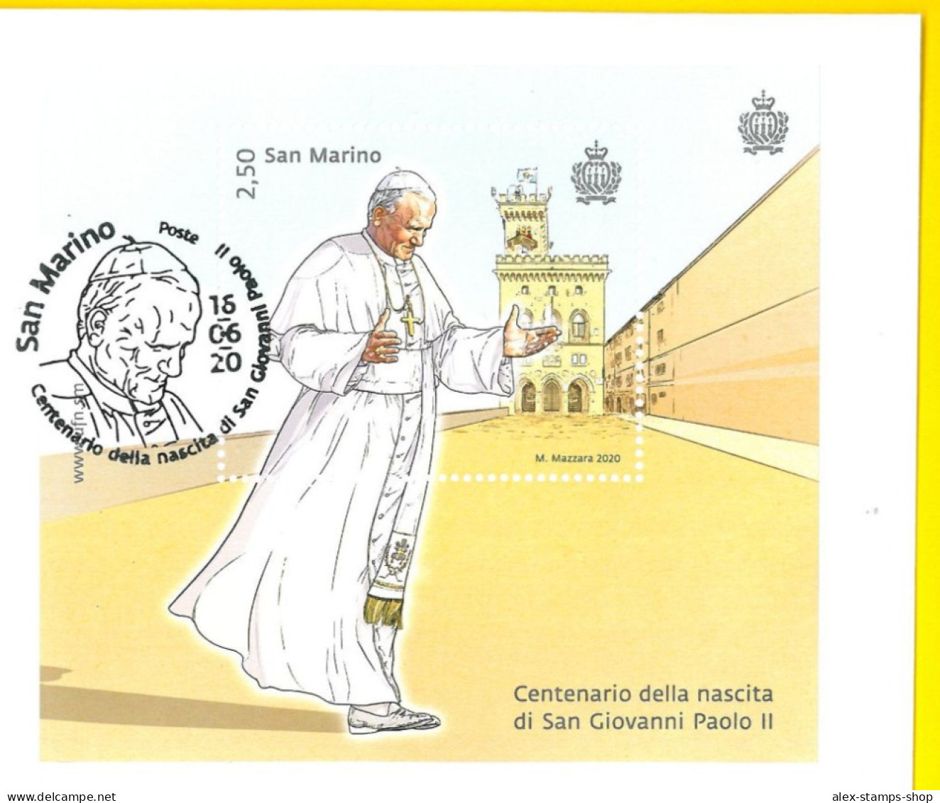 SAN MARINO 2020 FDC PAPA GIOVANNI PAOLO II WOJTYLA - FIRST DAY COVER - FDC