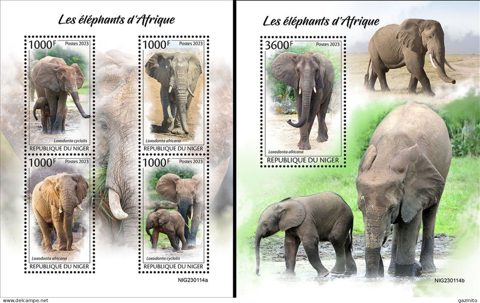 Niger 2023, Animals, Elephant Of Africa, 4val In BF+BF - Elephants