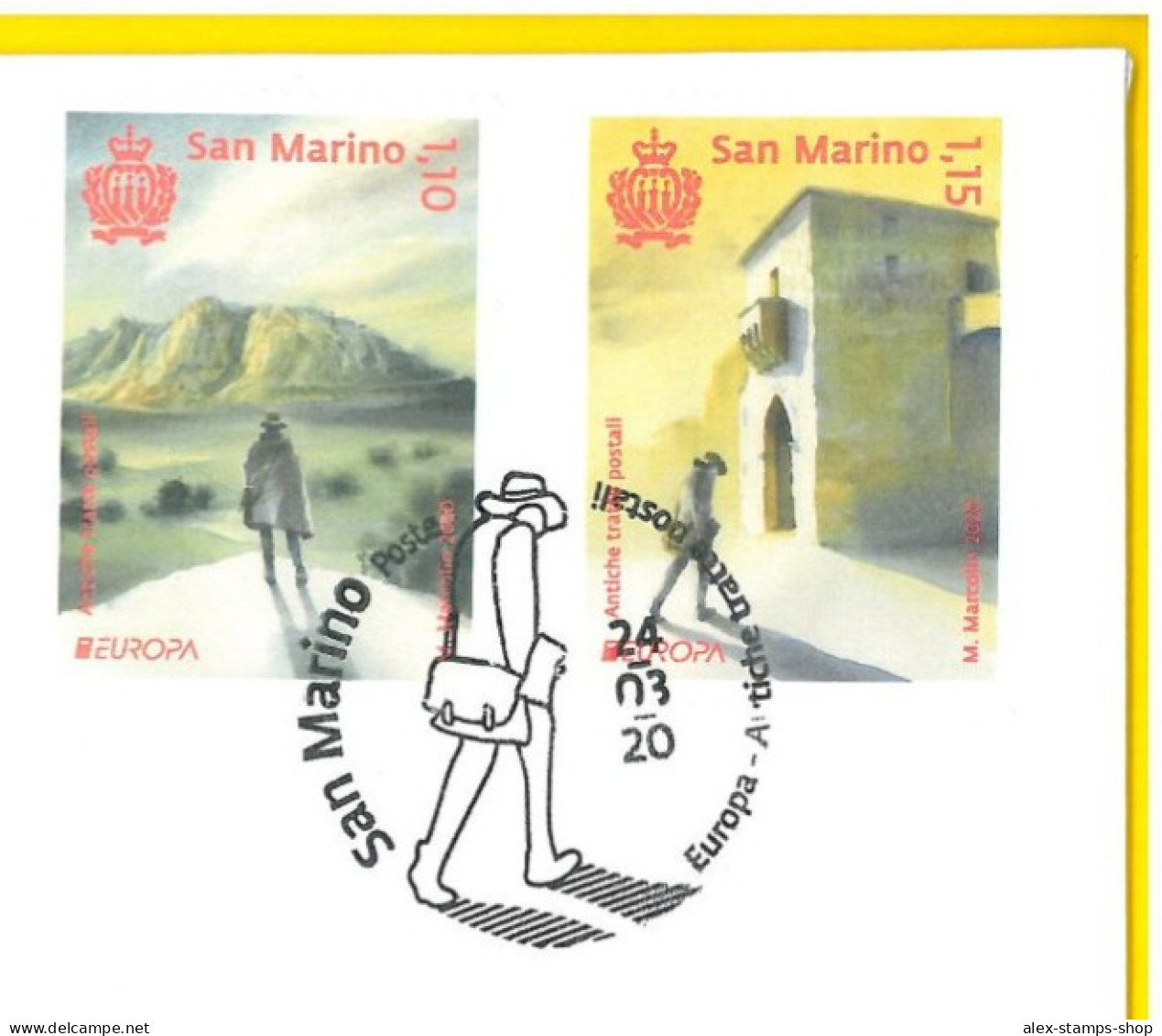 SAN MARINO 2020 FDC EUROPA ANTICHE TRATTE POSTALI First Day Cover - FDC